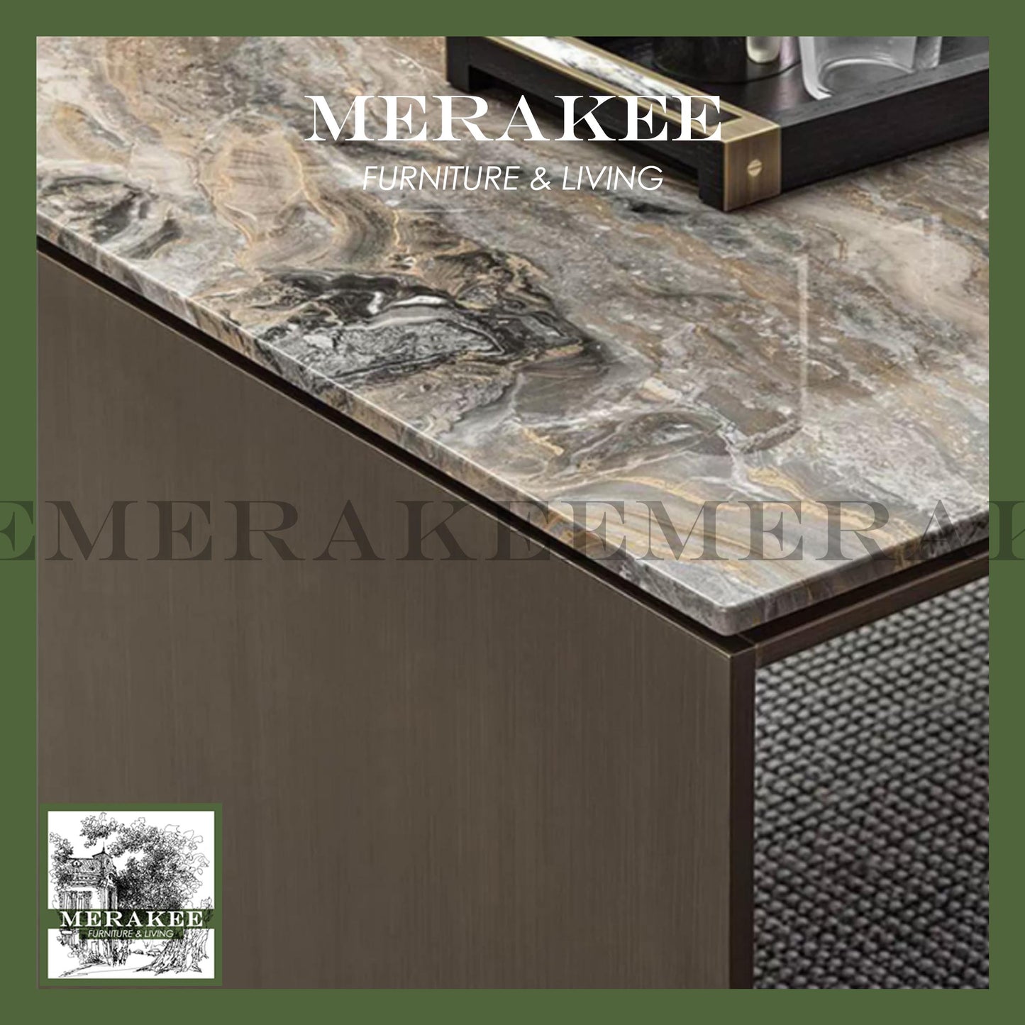 MERAKEE Customized Marble Like Sintered Stone Dining Table Large Size Stainless Steel Stand Dining Room Furniture PV41
