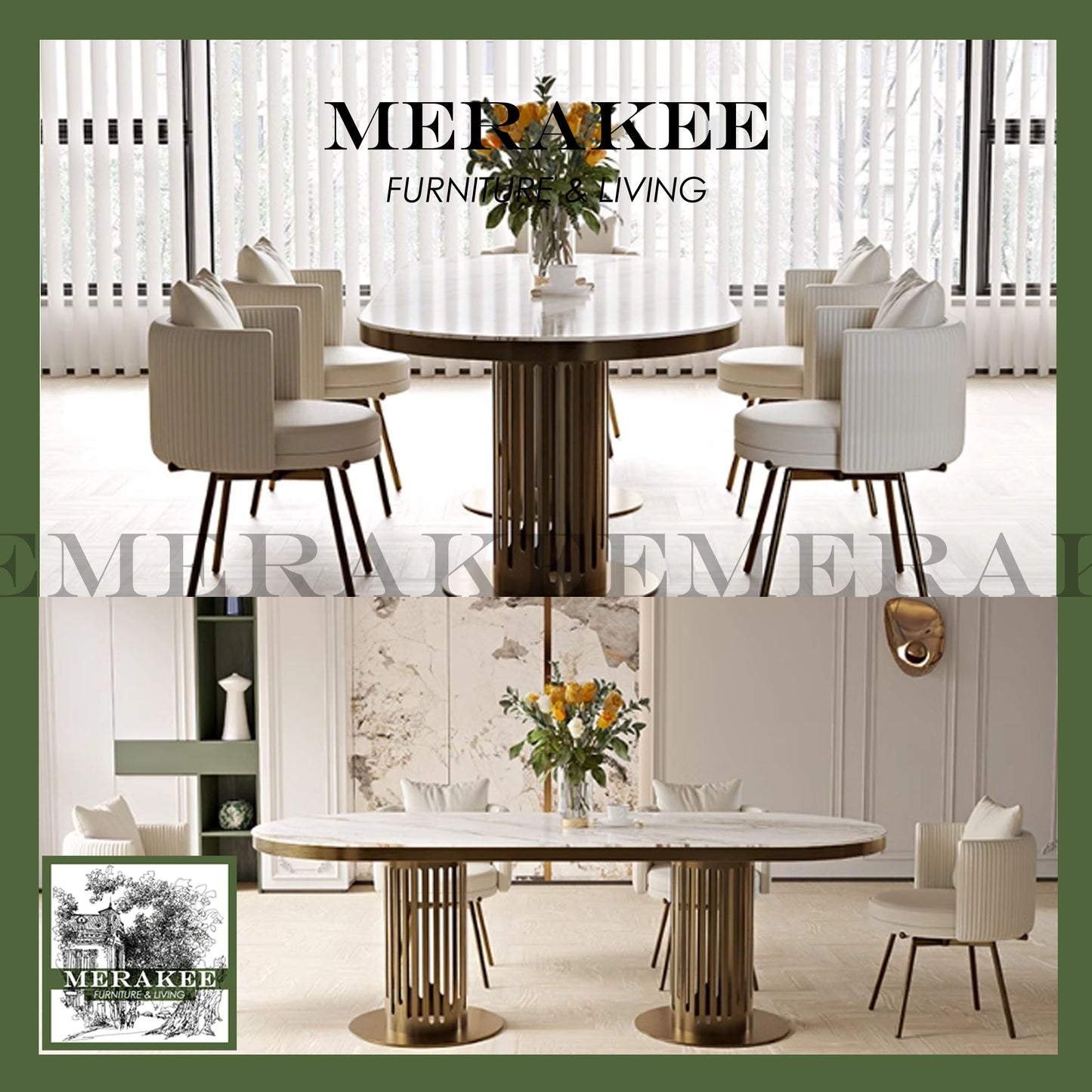 MERAKEE Dining Chair PU Leather Solid Wood Frame Stainless Steel Stand Dining Room Furniture JC60