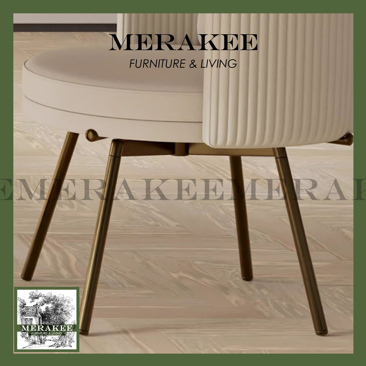 MERAKEE Dining Chair PU Leather Solid Wood Frame Stainless Steel Stand Dining Room Furniture JC60
