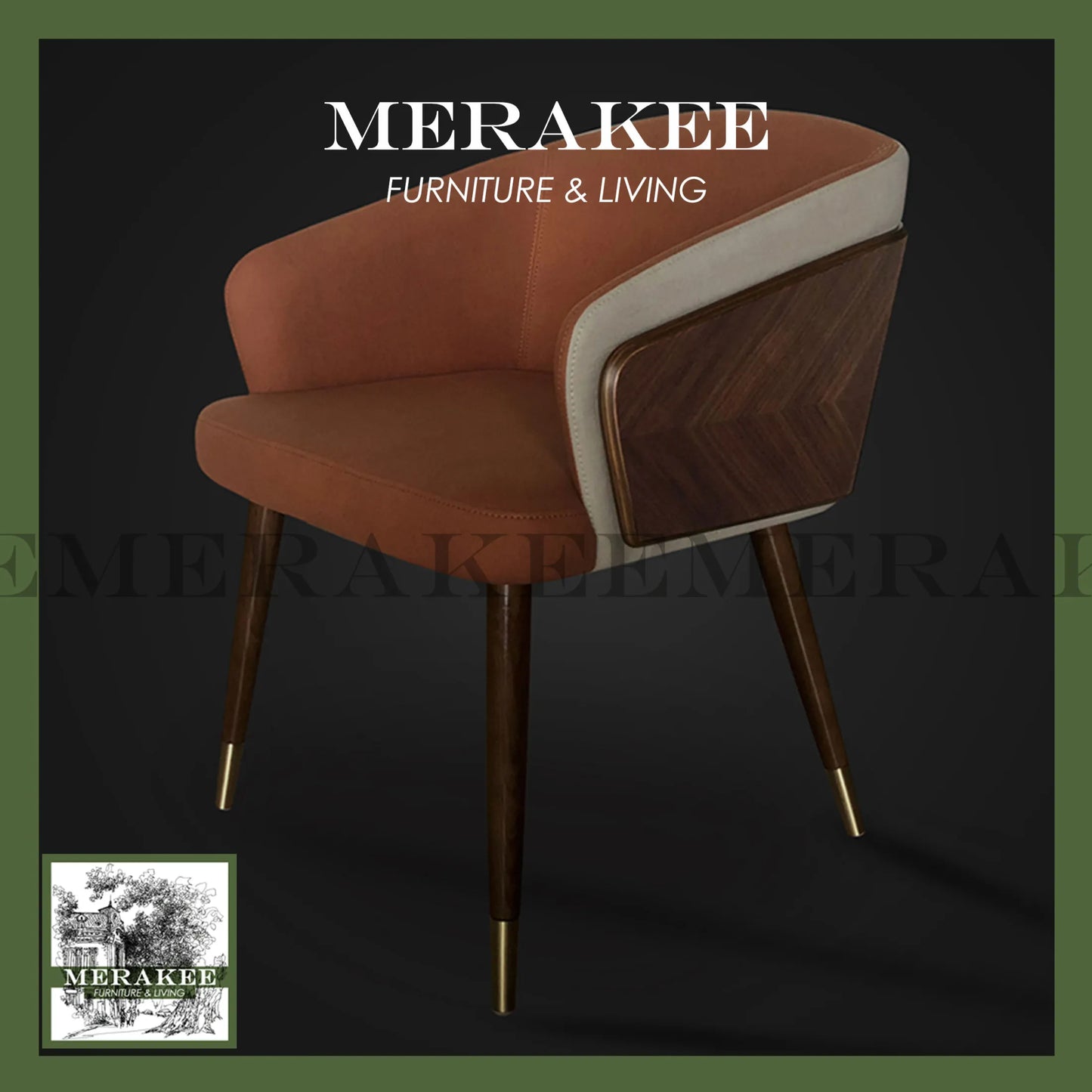 MERAKEE Dining Discussion Chair Wood with Full Grain Leather PU Leather Technology Fabric Discussion Table Set Dining Room Furniture WQ01