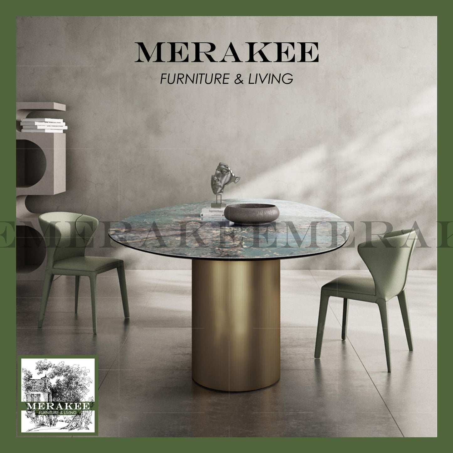 MERAKEE Sintered Stone Dining Table Customization Color Tabletop Stainless Steel Leg Dining Room Furniture PV06