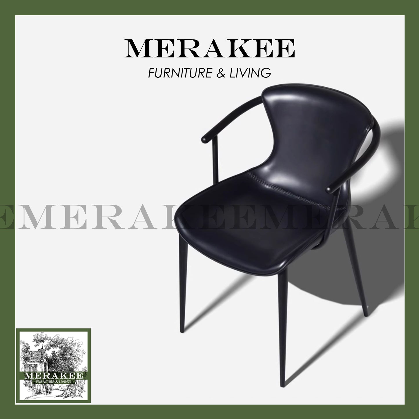 MERAKEE Dining Chair Saddle Leather Black/Gold/Rose Gold/Silver Stand Dining Room Furniture TS3651