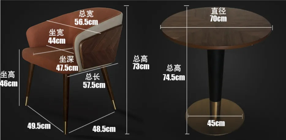MERAKEE Dining Discussion Chair Wood with Full Grain Leather PU Leather Technology Fabric Discussion Table Set Dining Room Furniture WQ01