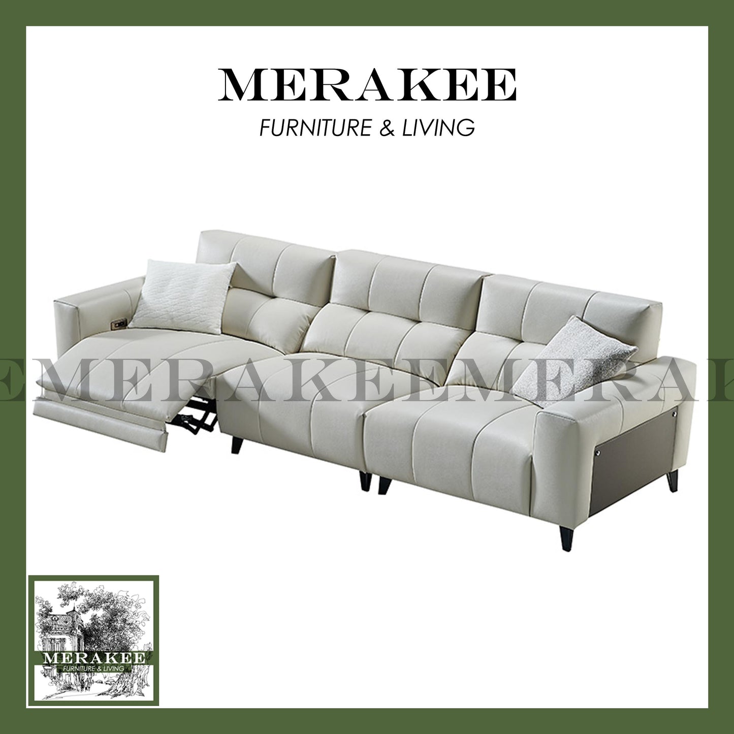 MERAKEE Full-Grain Genuine Leather Electric Recliner sofa 2/3 Seater Color Solution Living Room Furniture XC6609