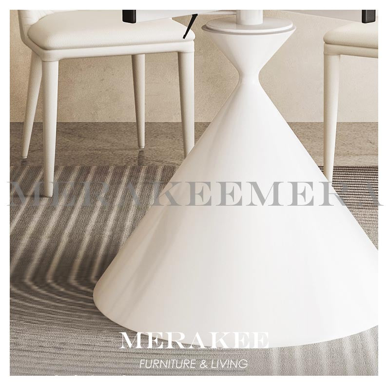 MERAKEE Customized Extendable Turning Round Marble Like Sintered Stone Dining Table Black White Dining Room Furniture F30