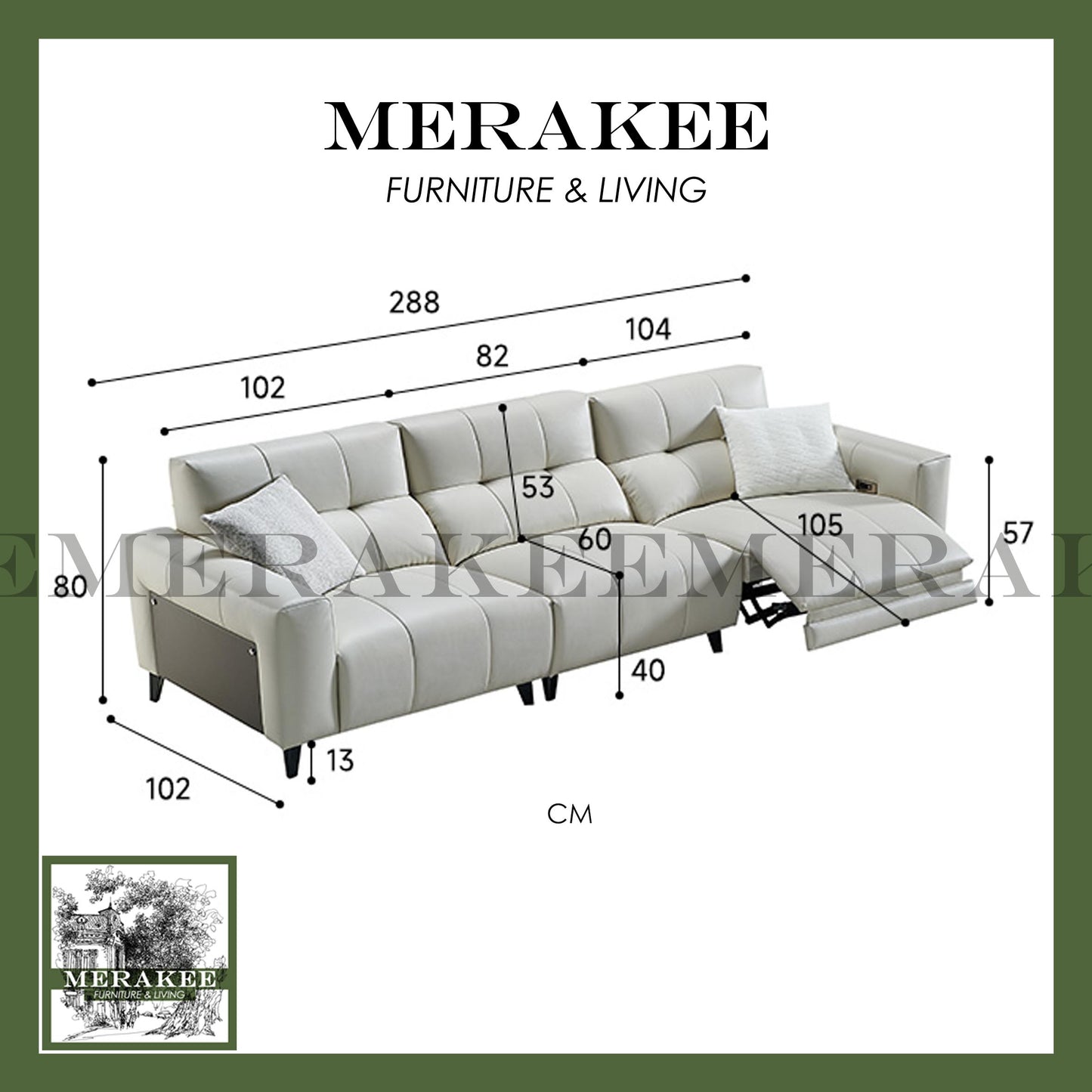 MERAKEE Full-Grain Genuine Leather Electric Recliner sofa 2/3 Seater Color Solution Living Room Furniture XC6609