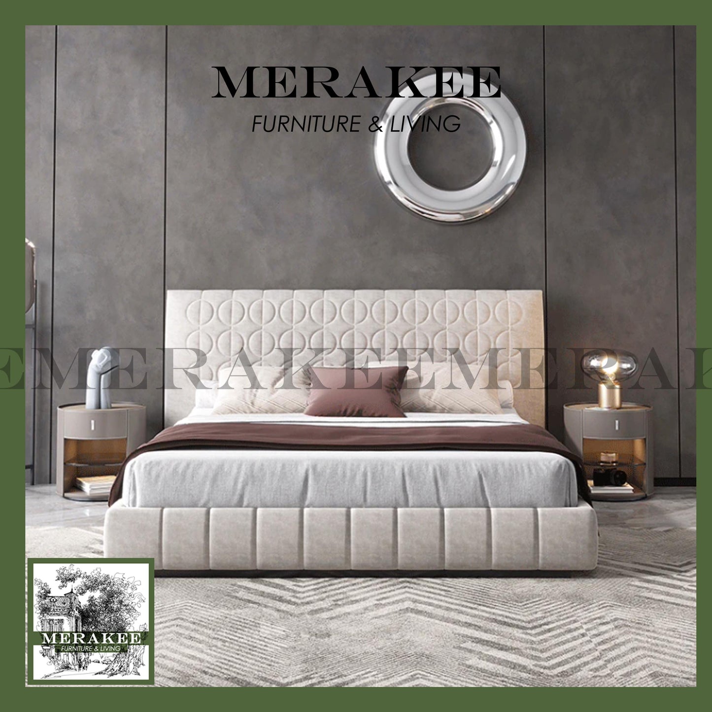 MERAKEE Bedside Table Solid Wood Cabinet Tempered Glass Saddle Leather Bedroom Furniture M651