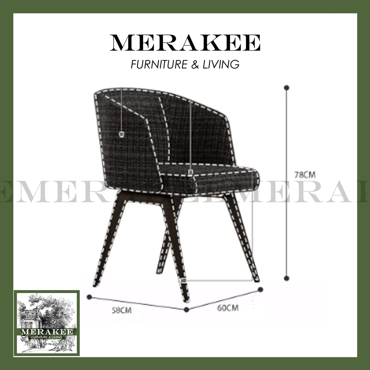 MERAKEE Dining Chair Solid Wood Chair Dining Room Furniture XY20
