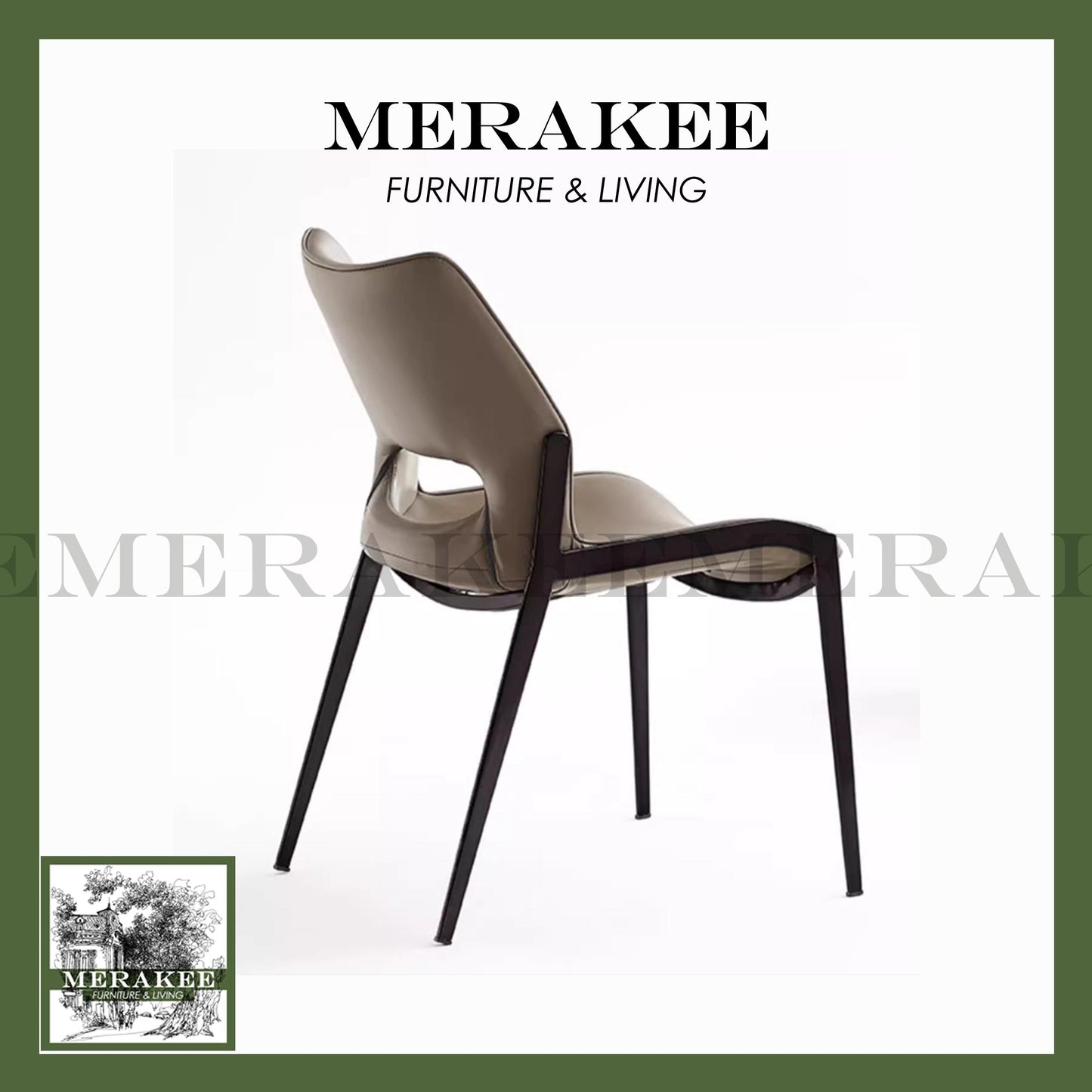 MERAKEE Dining Chair Saddle Leather Black/Gold/Rose Gold/Silver Stand Dining Room Furniture TS3655