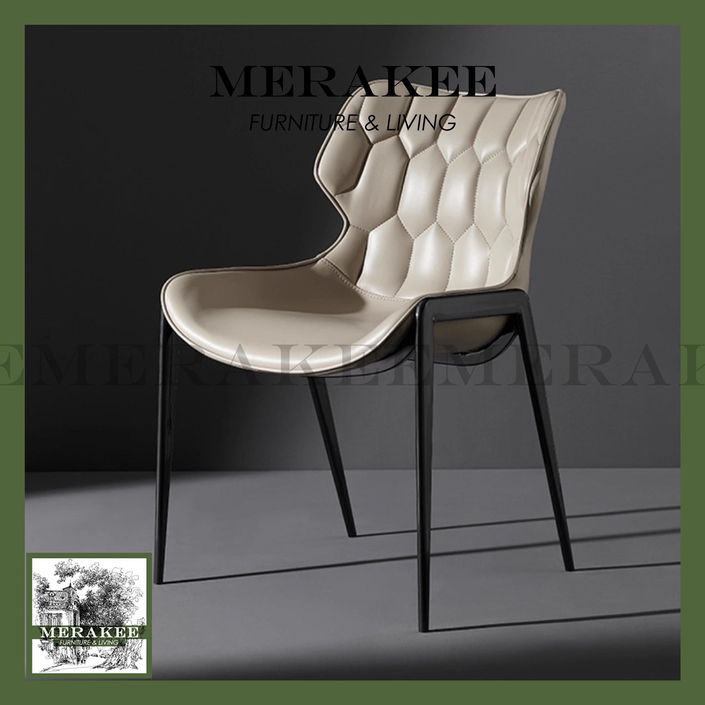 MERAKEE Dining Chair Saddle Leather Black/Gold/Rose Gold/Silver Stand Dining Room Furniture TS3660