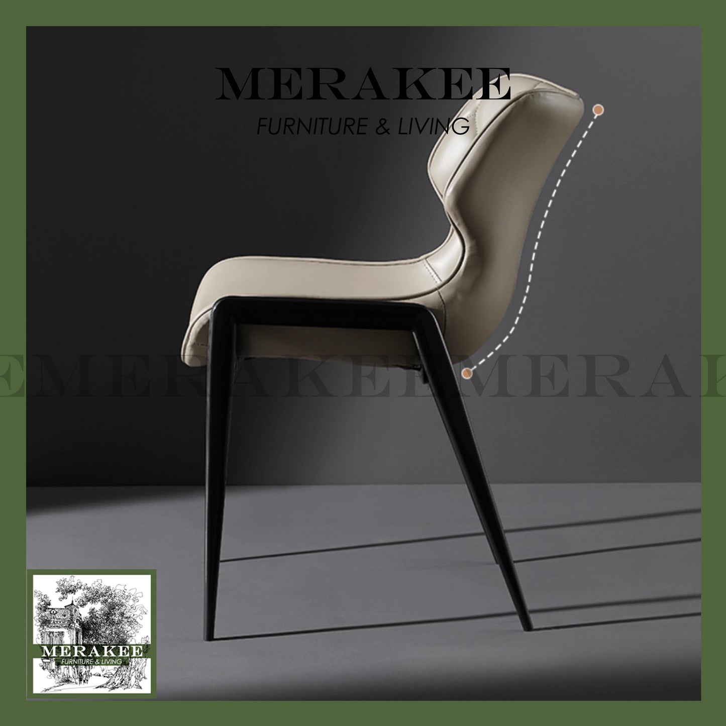MERAKEE Dining Chair Saddle Leather Black/Gold/Rose Gold/Silver Stand Dining Room Furniture TS3660