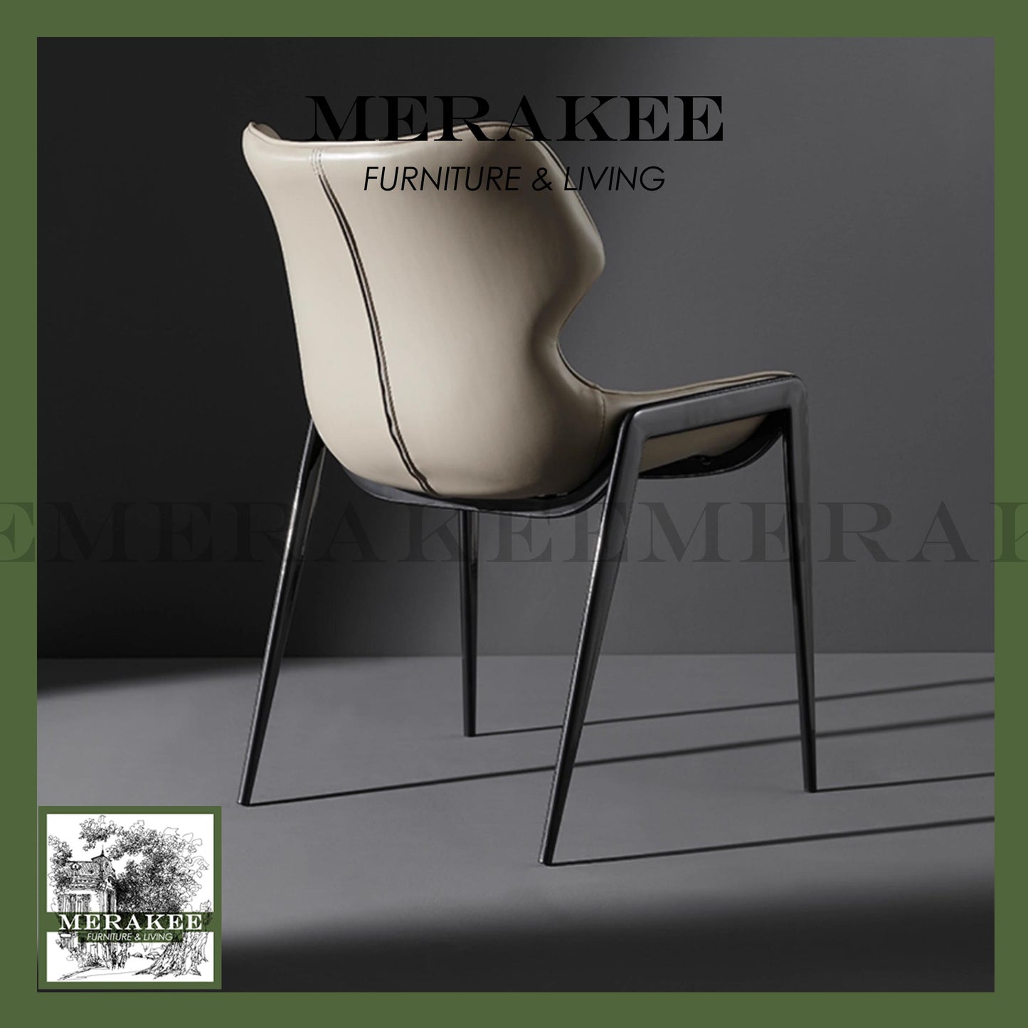 MERAKEE Dining Chair Saddle Leather Black/Gold/Rose Gold/Silver Stand Dining Room Furniture TS3660