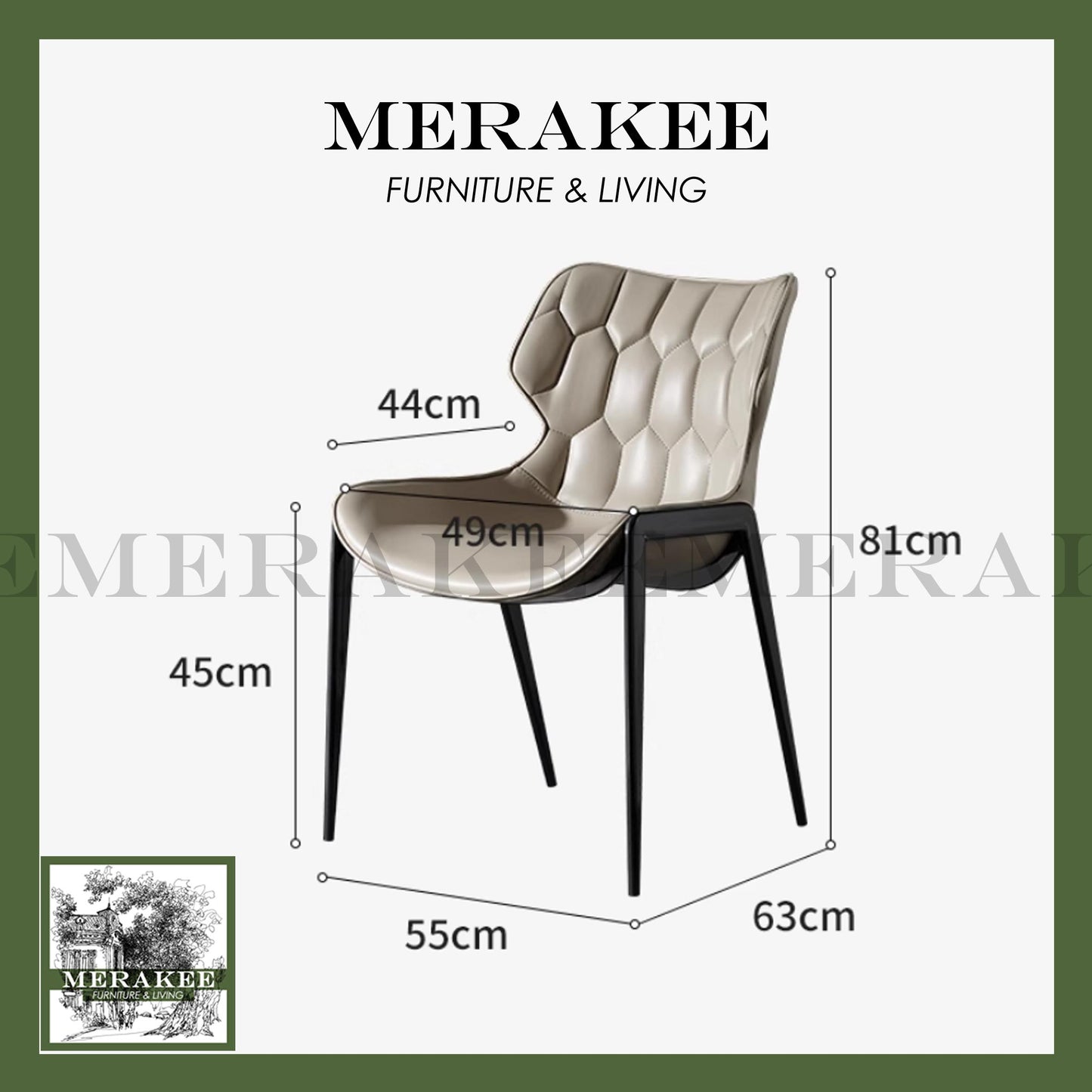 MERAKEE Dining Chair Saddle Leather Black/Gold/Rose Gold/Silver Stand Dining Room Furniture TS3660