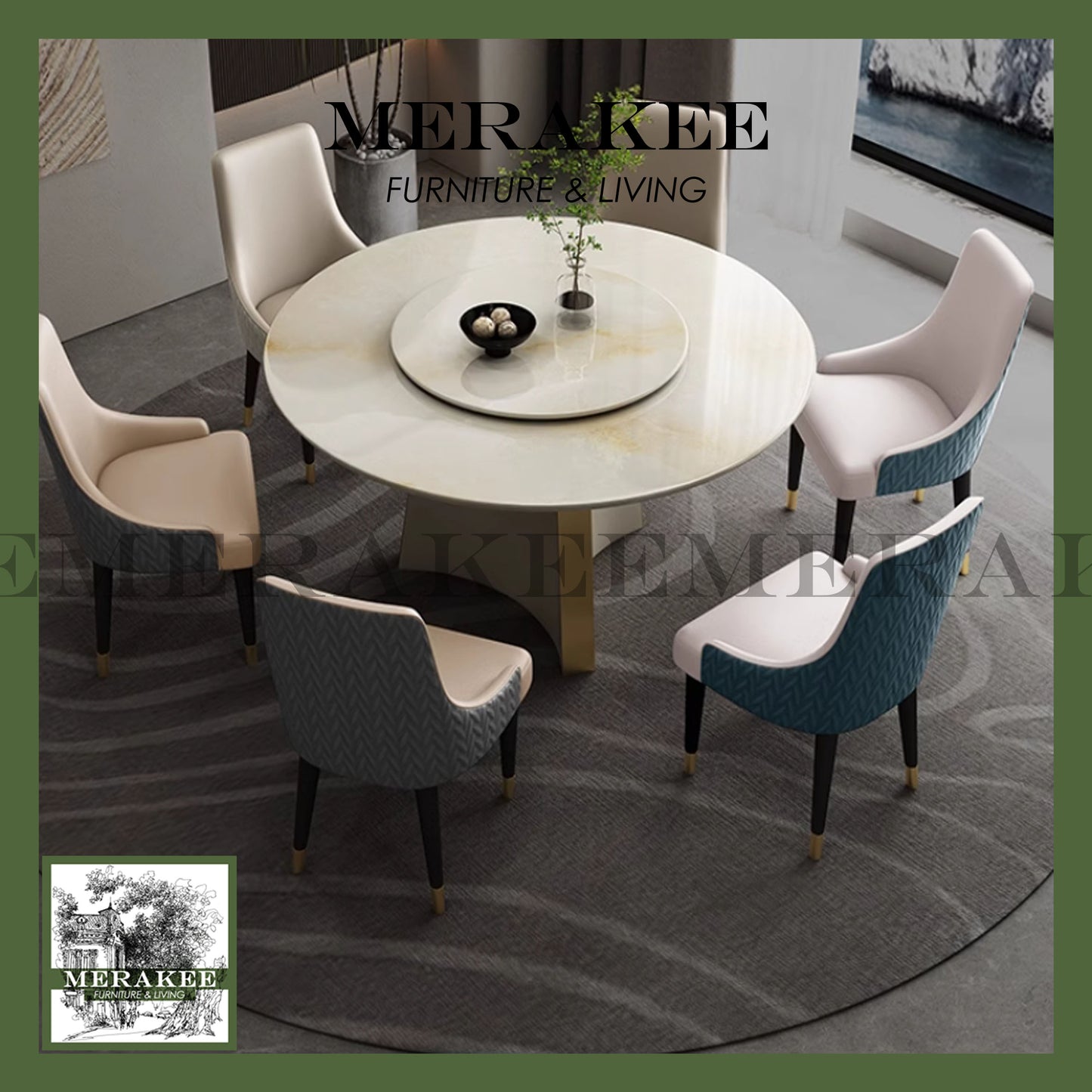 MERAKEE Dining Chair PU Leather Solid Wood Legs Dining Room Furniture JM02