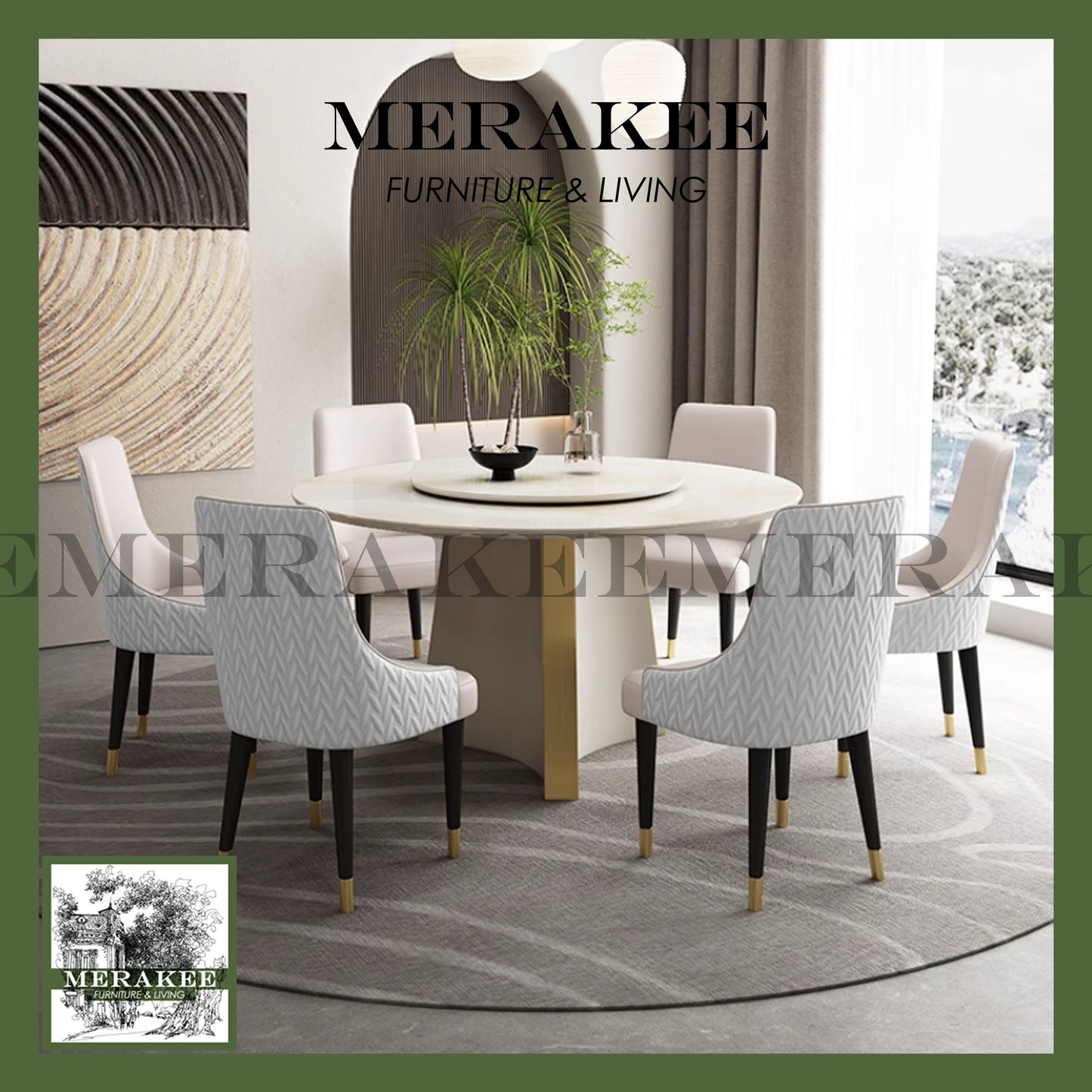 MERAKEE Dining Chair PU Leather Solid Wood Legs Dining Room Furniture JM02