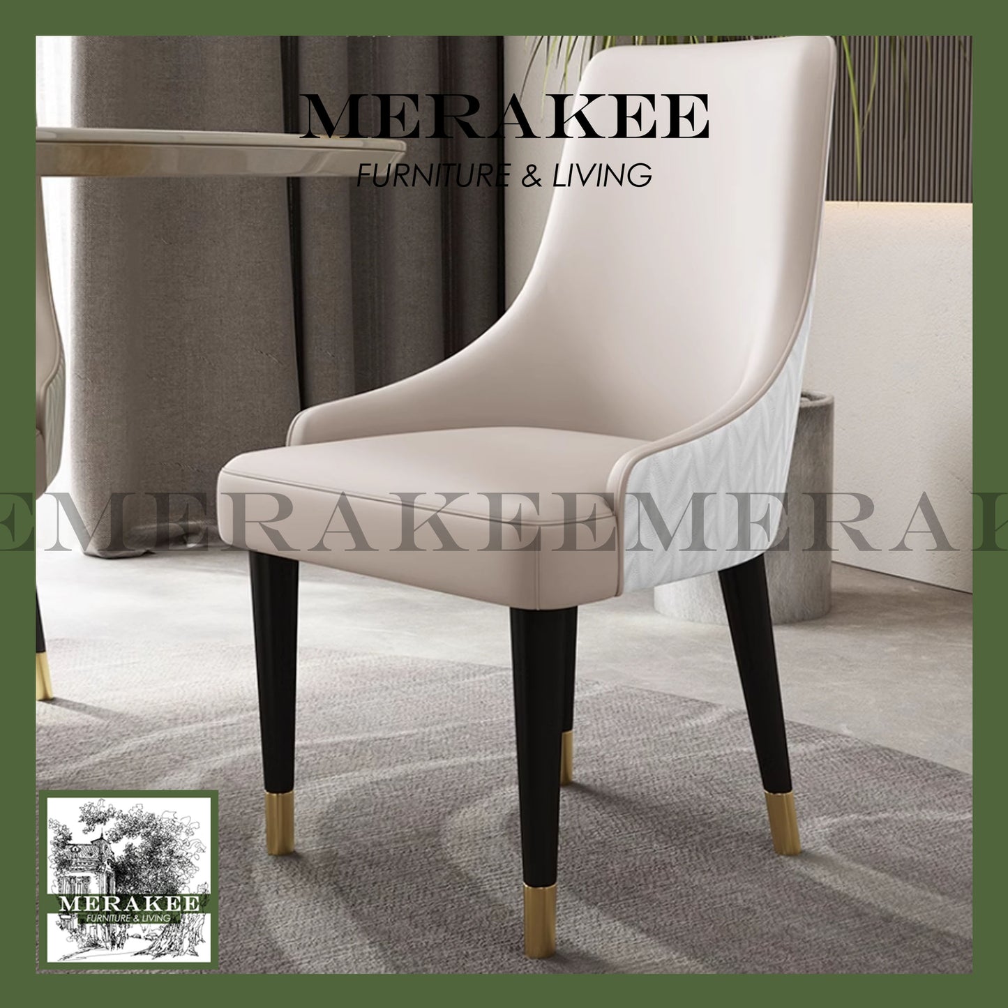 MERAKEE Dining Chair PU Leather Solid Wood Legs Dining Room Furniture JM02