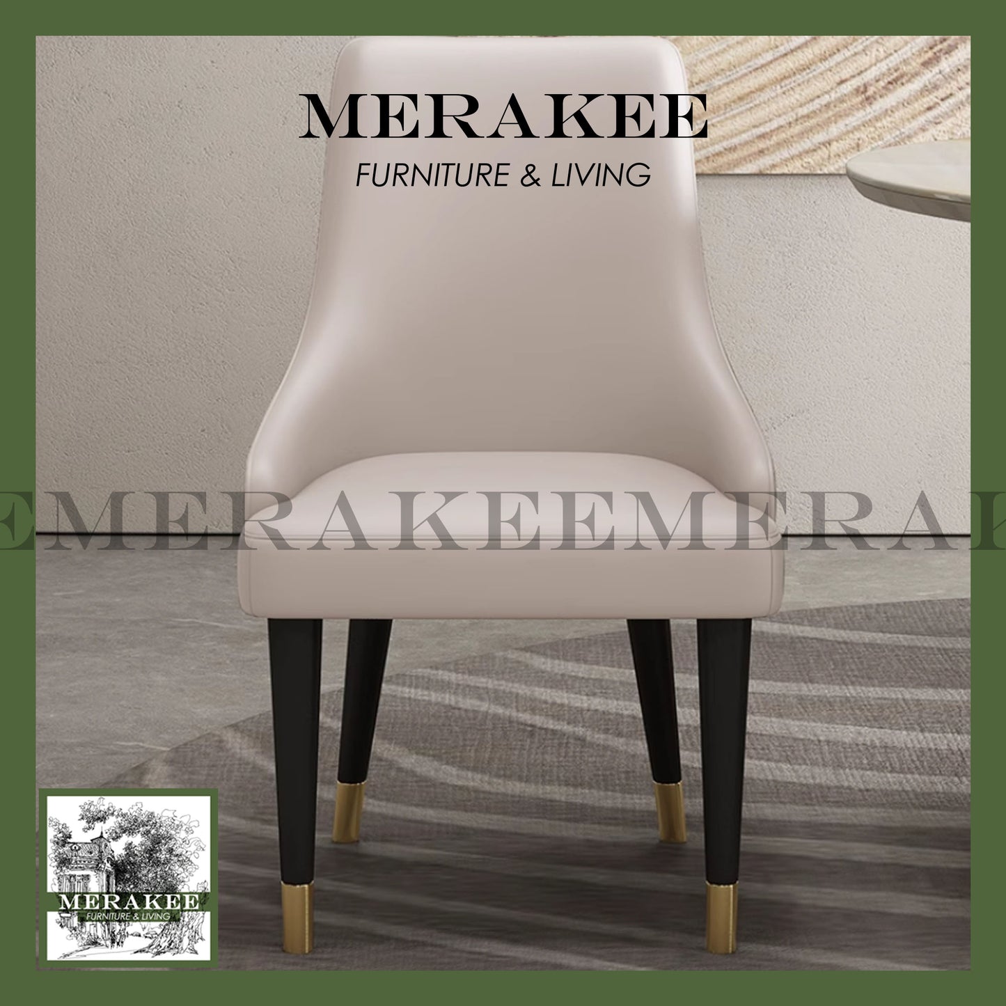 MERAKEE Dining Chair PU Leather Solid Wood Legs Dining Room Furniture JM02