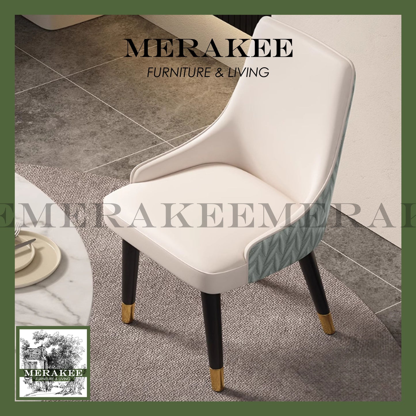 MERAKEE Dining Chair PU Leather Solid Wood Legs Dining Room Furniture JM02
