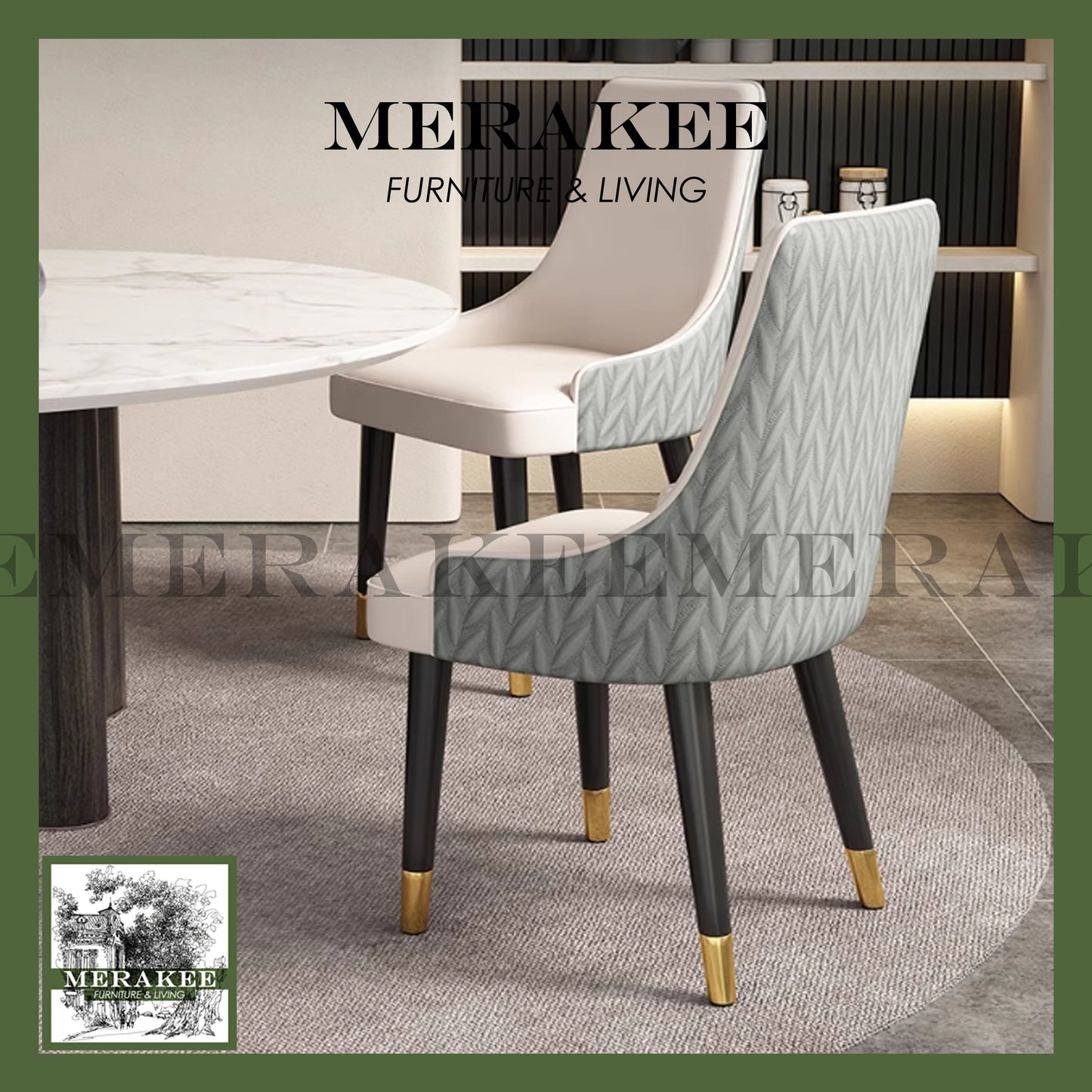 MERAKEE Dining Chair PU Leather Solid Wood Legs Dining Room Furniture JM02