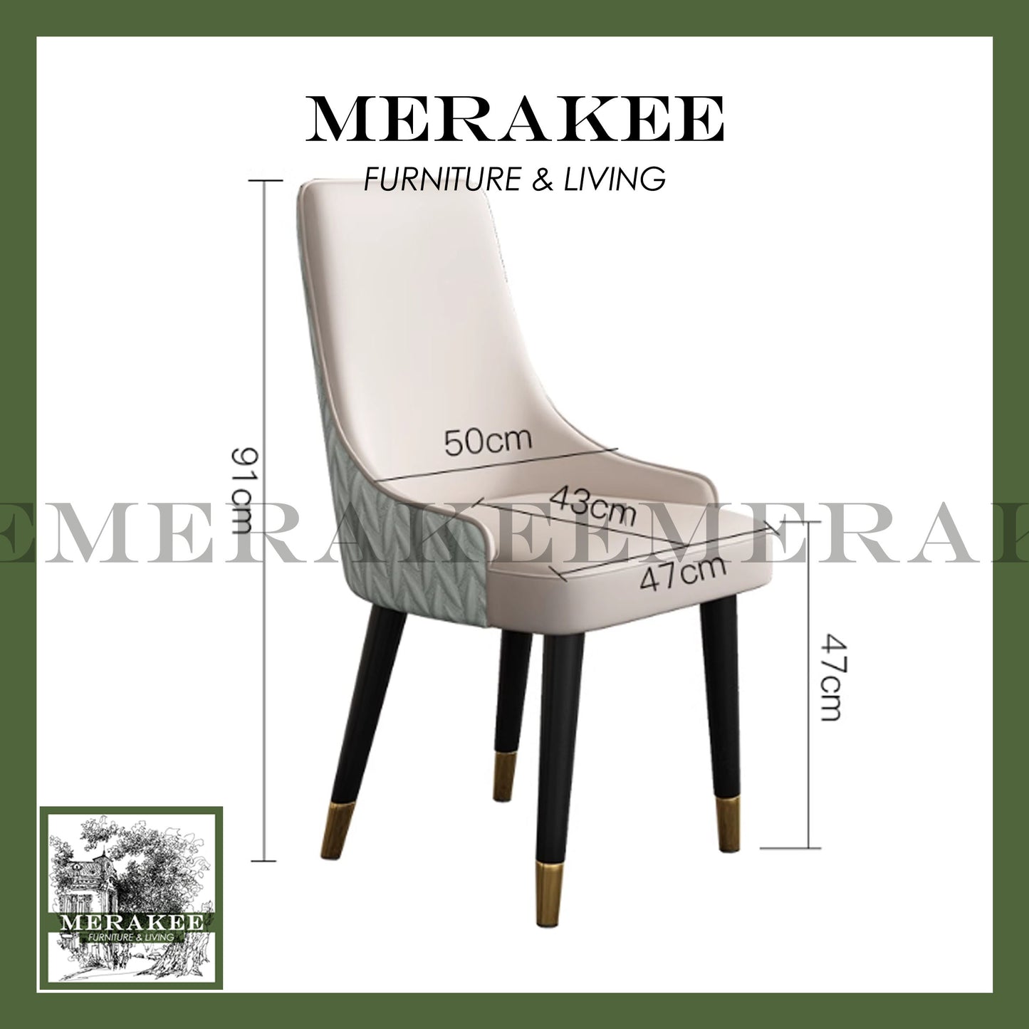 MERAKEE Dining Chair PU Leather Solid Wood Legs Dining Room Furniture JM02
