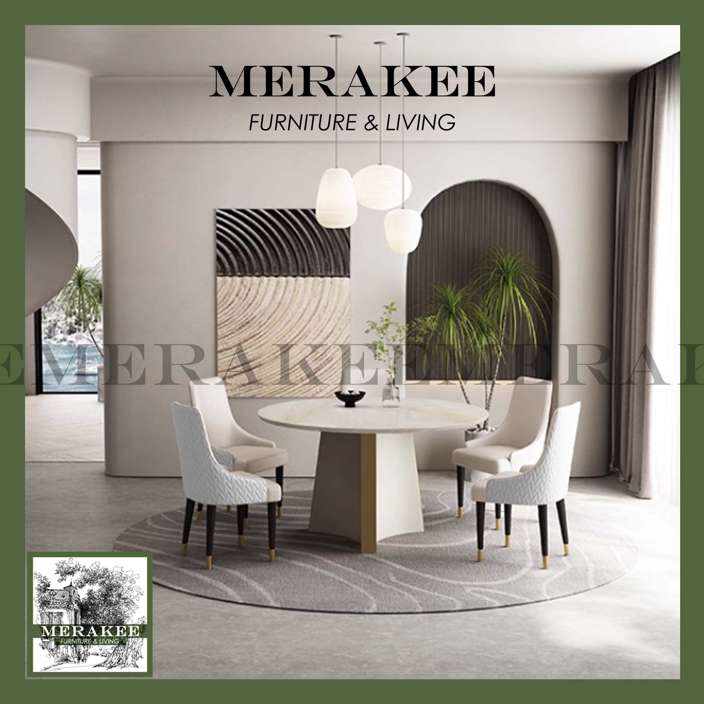 MERAKEE Dining Chair PU Leather Solid Wood Legs Dining Room Furniture JM02