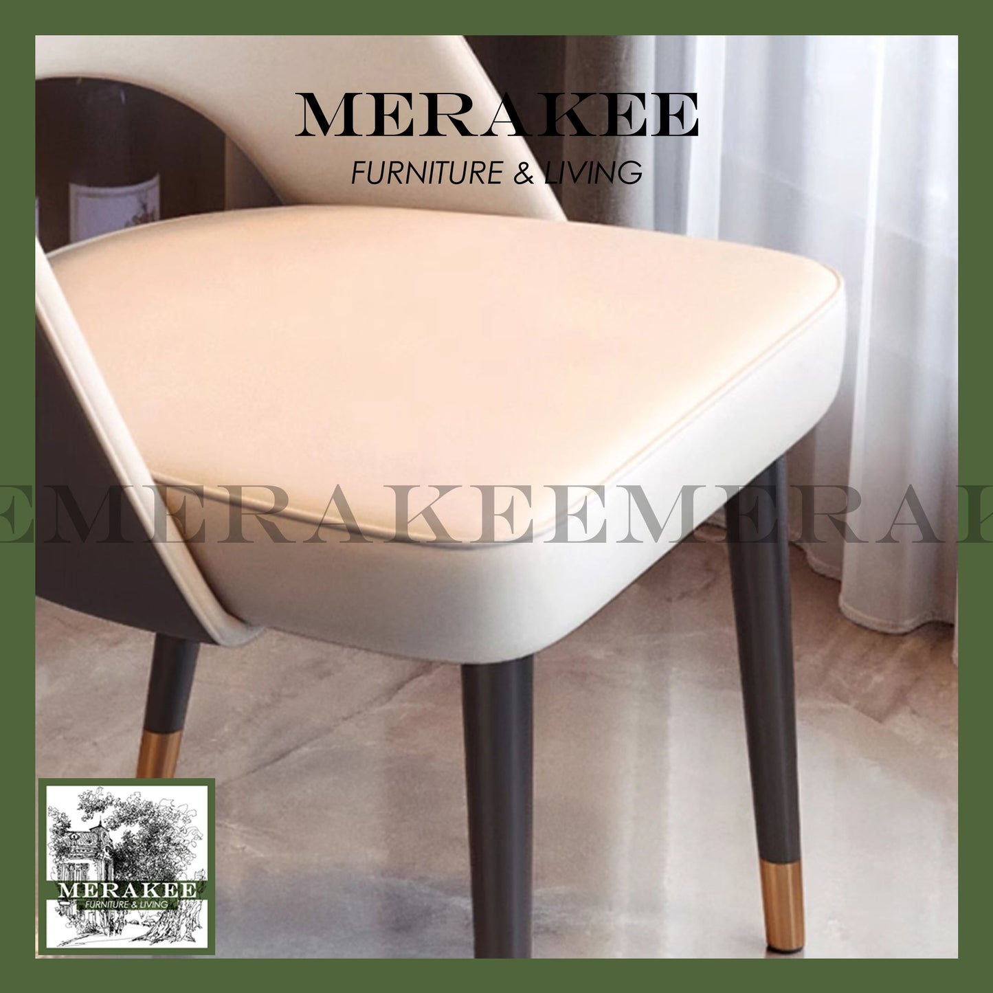 MERAKEE Dining Chair PU Leather Solid Wood Legs Dining Room Furniture JM03