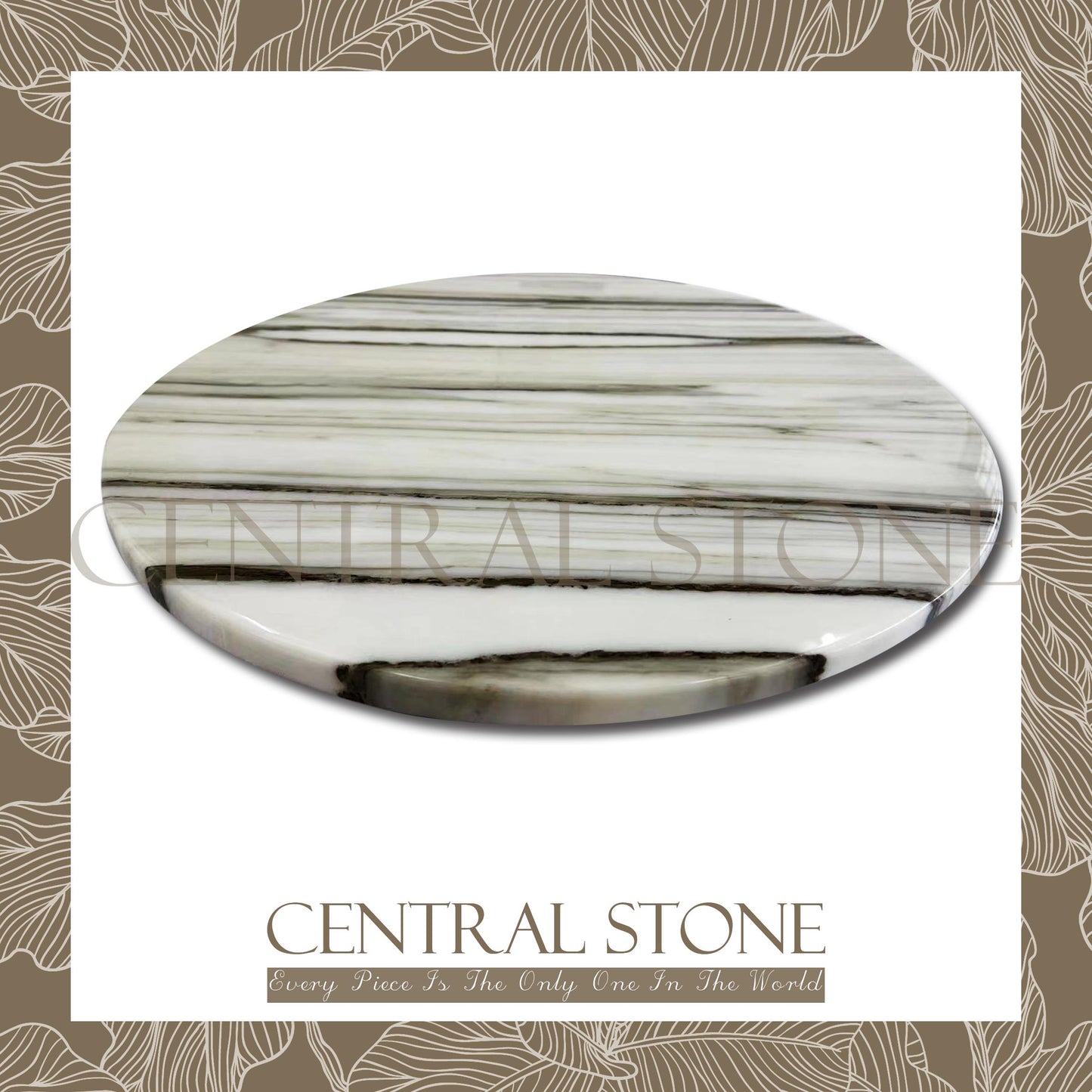 CENTRAL STONE Natural Marble Coffee Side Table Dia45cm -Panda