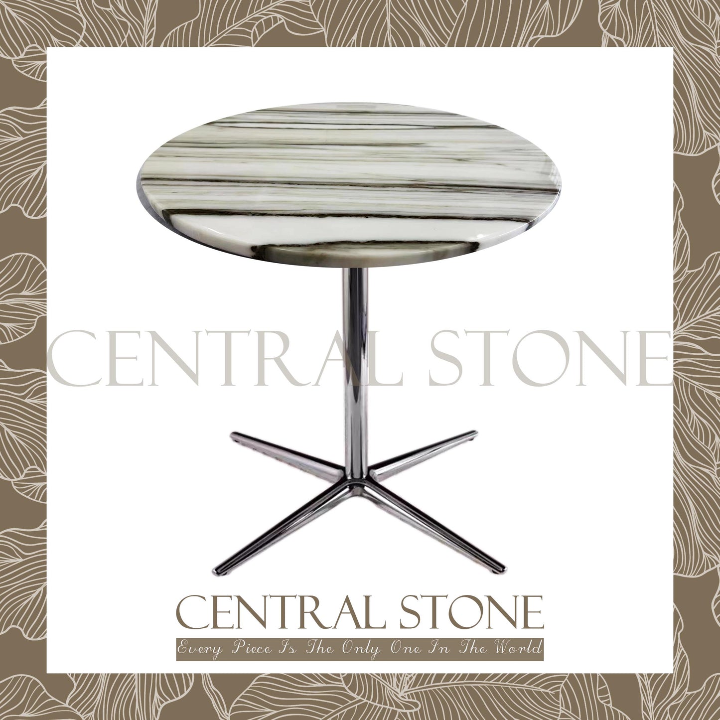 CENTRAL STONE Natural Marble Coffee Side Table Dia45cm -Panda