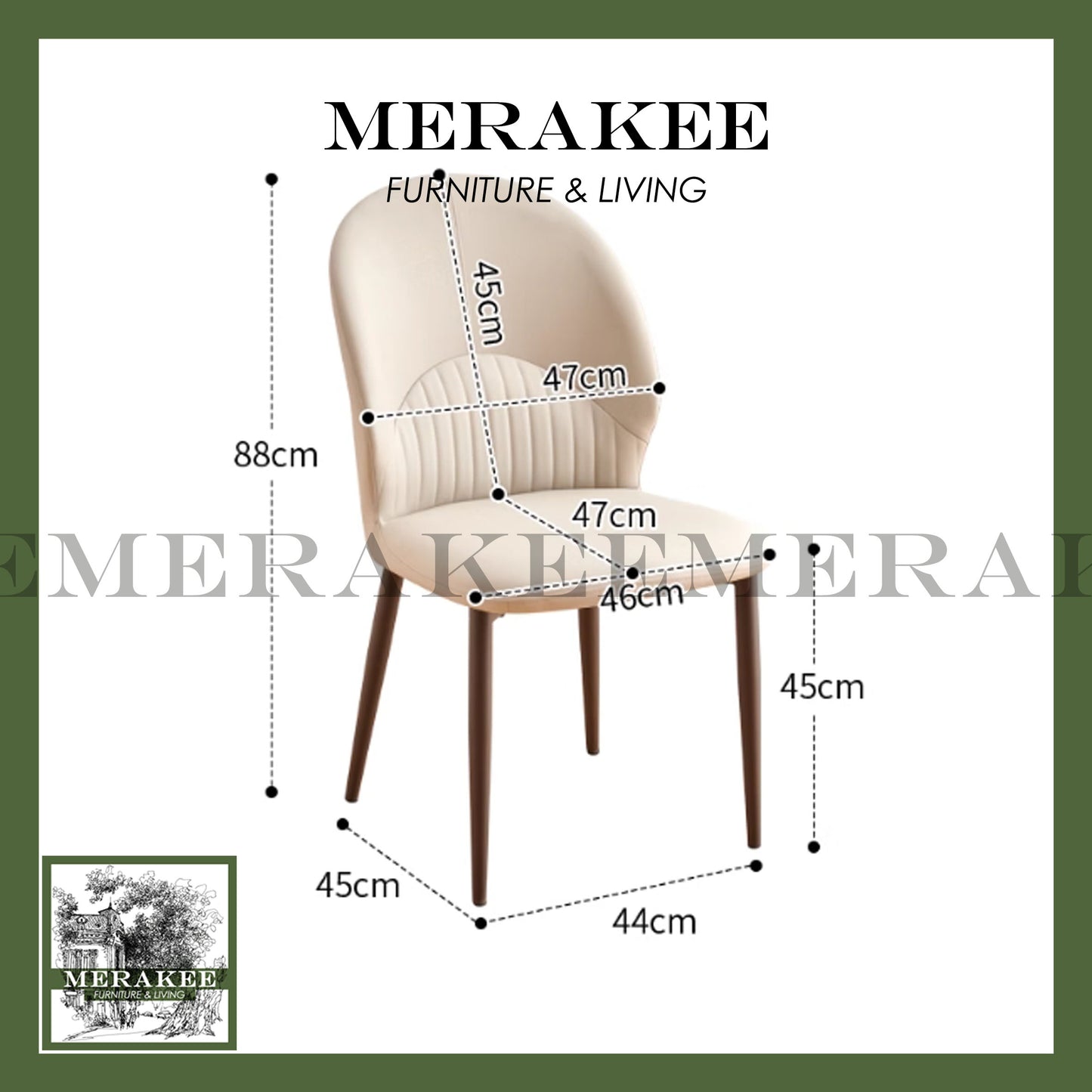 MERAKEE Dining Chair PU Leather Dining Room Furniture JM05