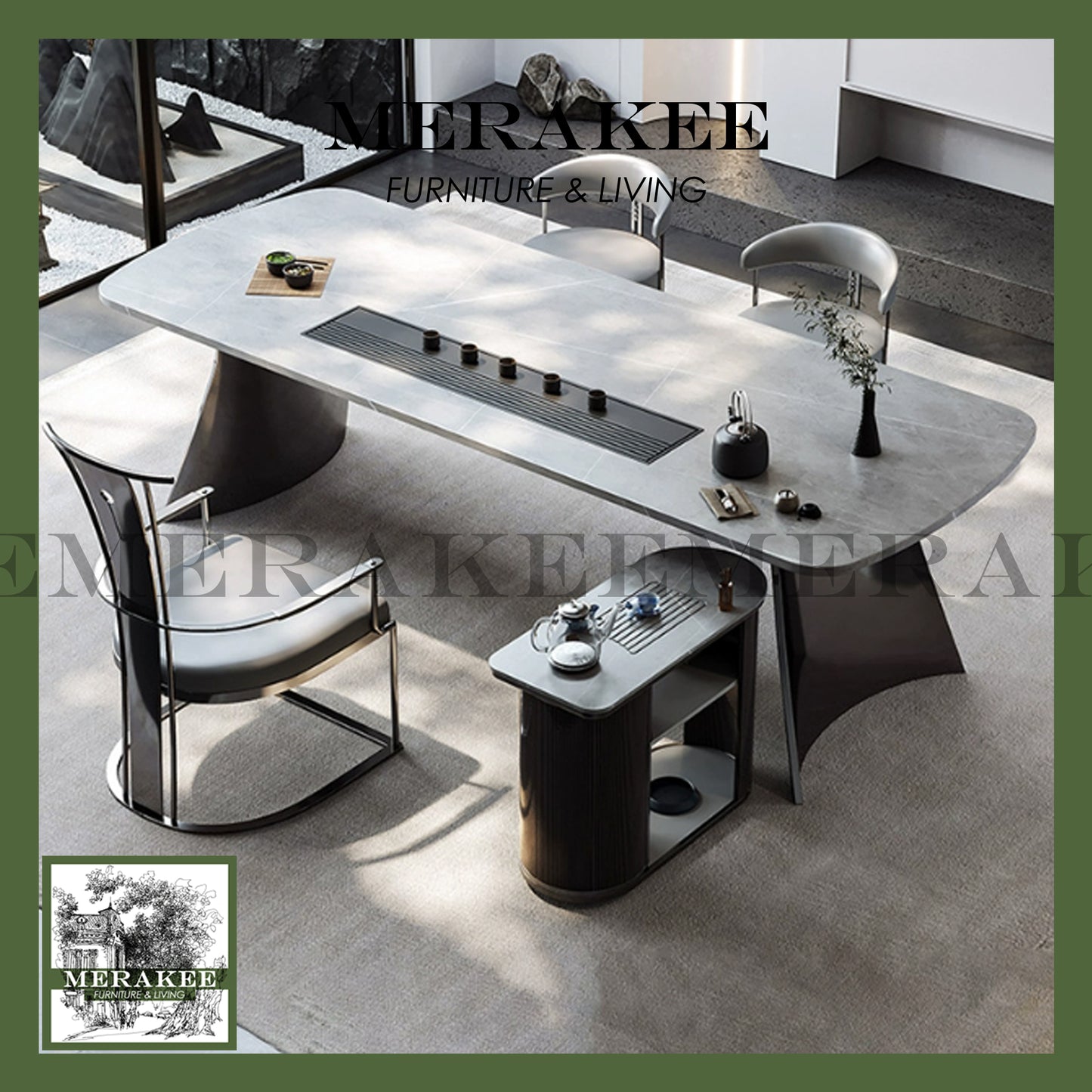MERAKEE Sintered Stone Dining Table Customization Color Tabletop Stainless Steel Titanium Champagne Gold/Black Electroplated Leg Dining Room Furniture PV59