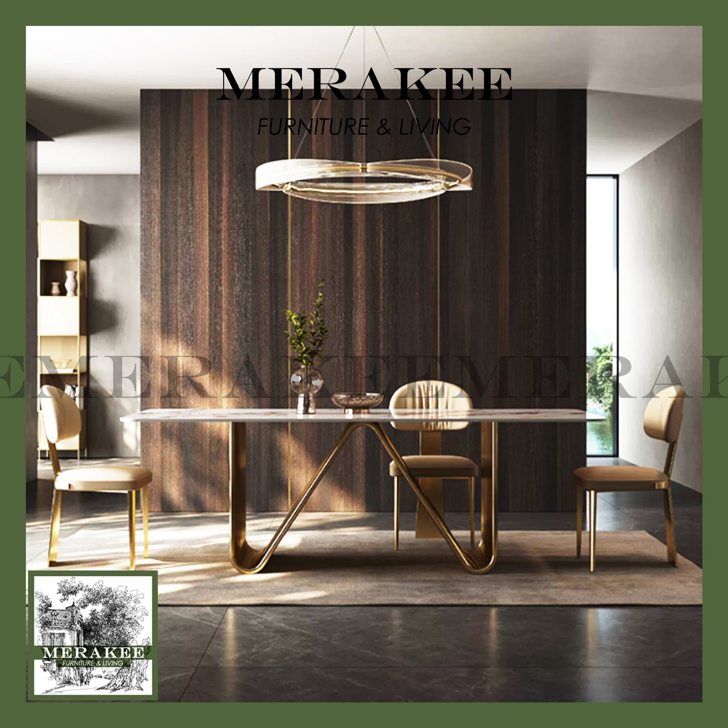 MERAKEE Sintered Stone Dining Table Customization Color Tabletop Stainless Steel Grey/Champagne Gold Electroplated Leg Dining Room Furniture PV61