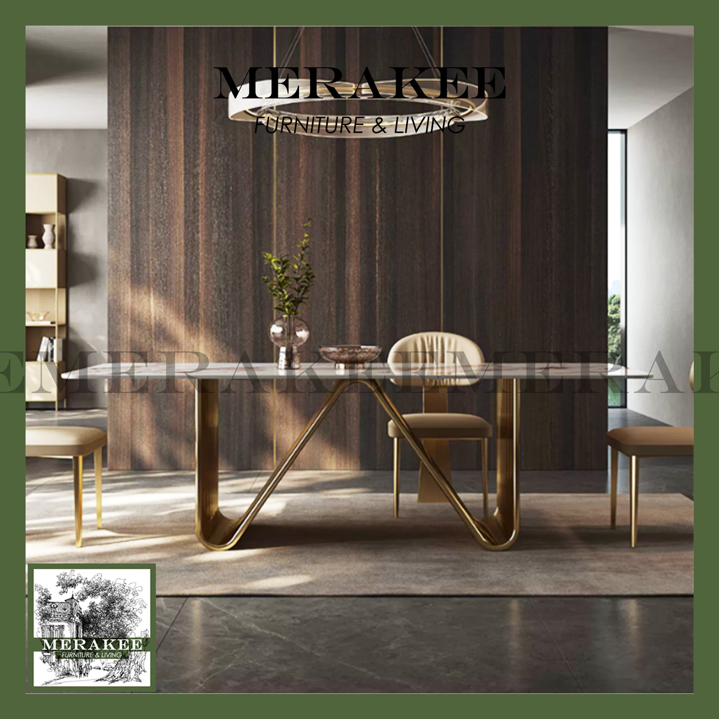 MERAKEE Sintered Stone Dining Table Customization Color Tabletop Stainless Steel Grey/Champagne Gold Electroplated Leg Dining Room Furniture PV61