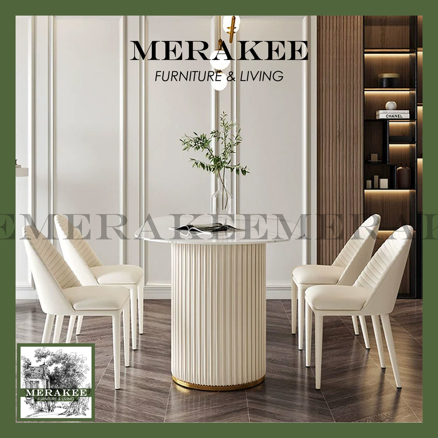 MERAKEE Customized Marble Like Sintered Stone Dining Table Special-Shaped Dining Room Furniture F21