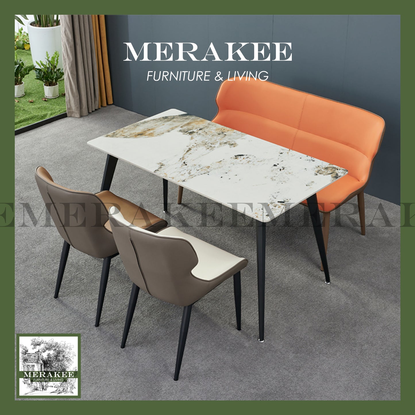 MERAKEE Dining Chair PU Leather Dining Room Furniture JCY19