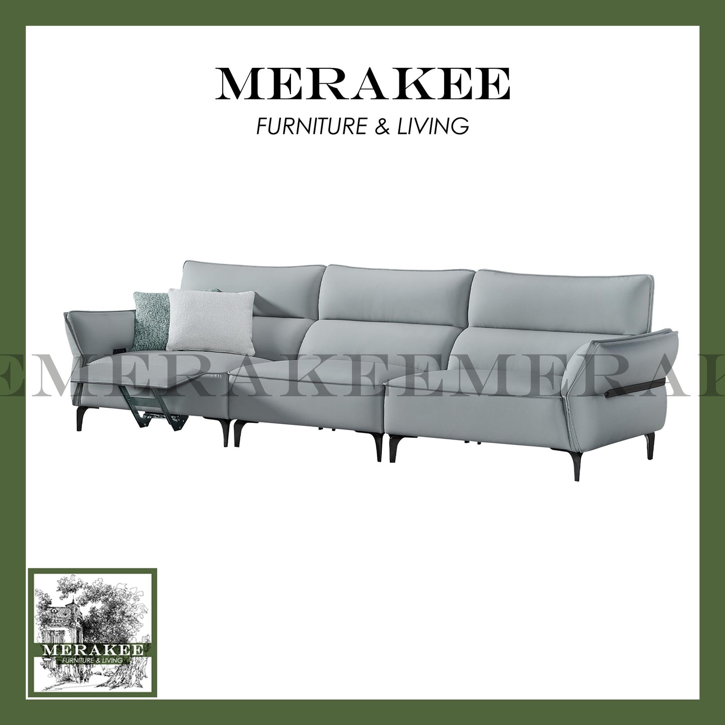 MERAKEE Full-Grain Genuine Leather Electric Recliner sofa 2/3/4 Seater Color Solution Living Room Furniture XC6605