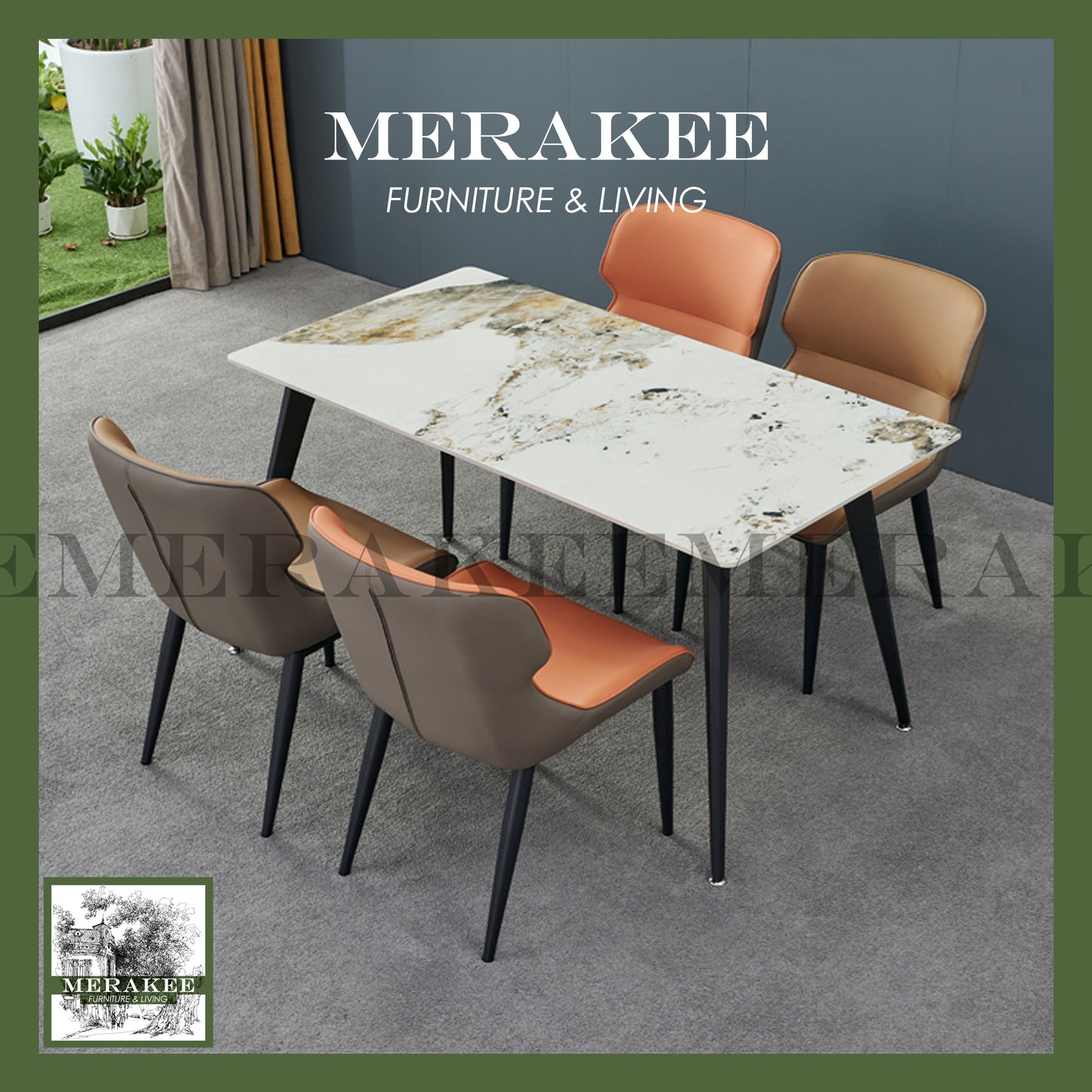 MERAKEE Dining Chair PU Leather Dining Room Furniture JCY19