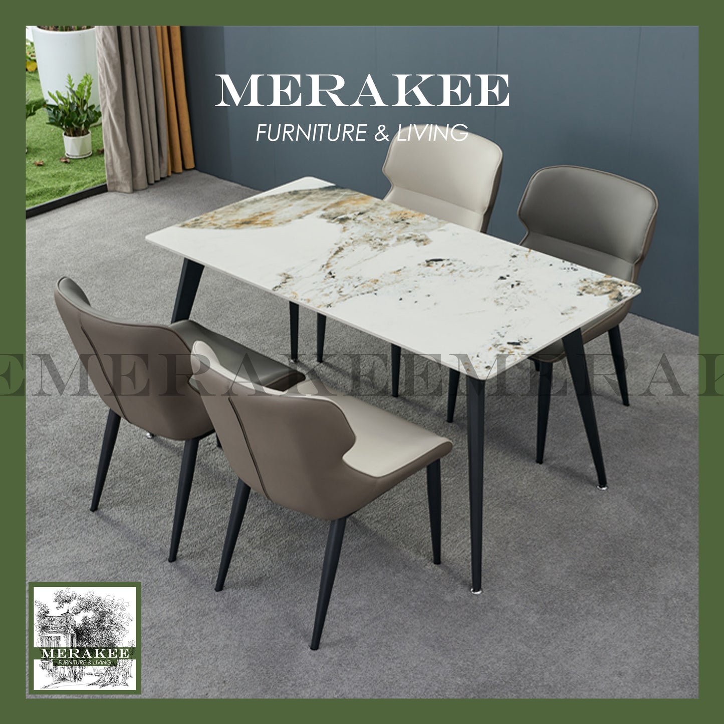 MERAKEE Dining Chair PU Leather Dining Room Furniture JCY19