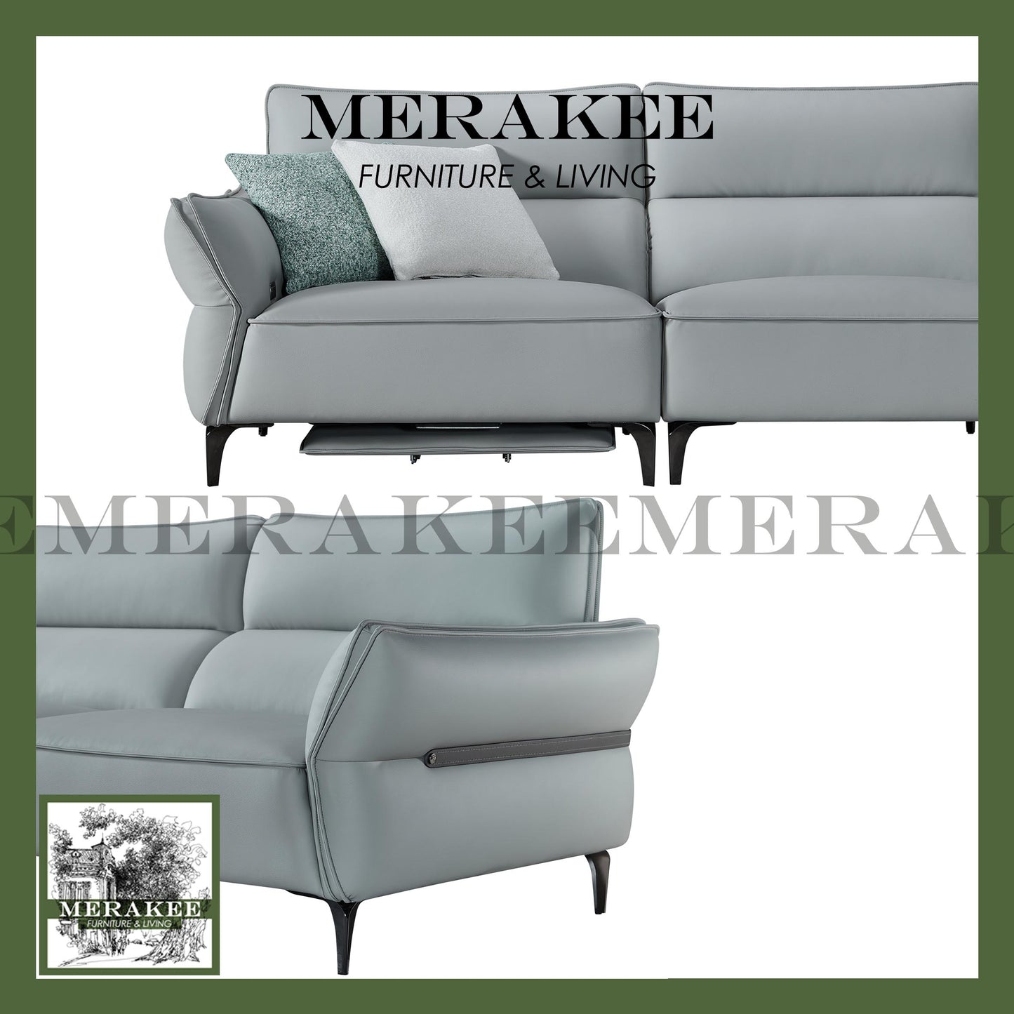 MERAKEE Full-Grain Genuine Leather Electric Recliner sofa 2/3/4 Seater Color Solution Living Room Furniture XC6605