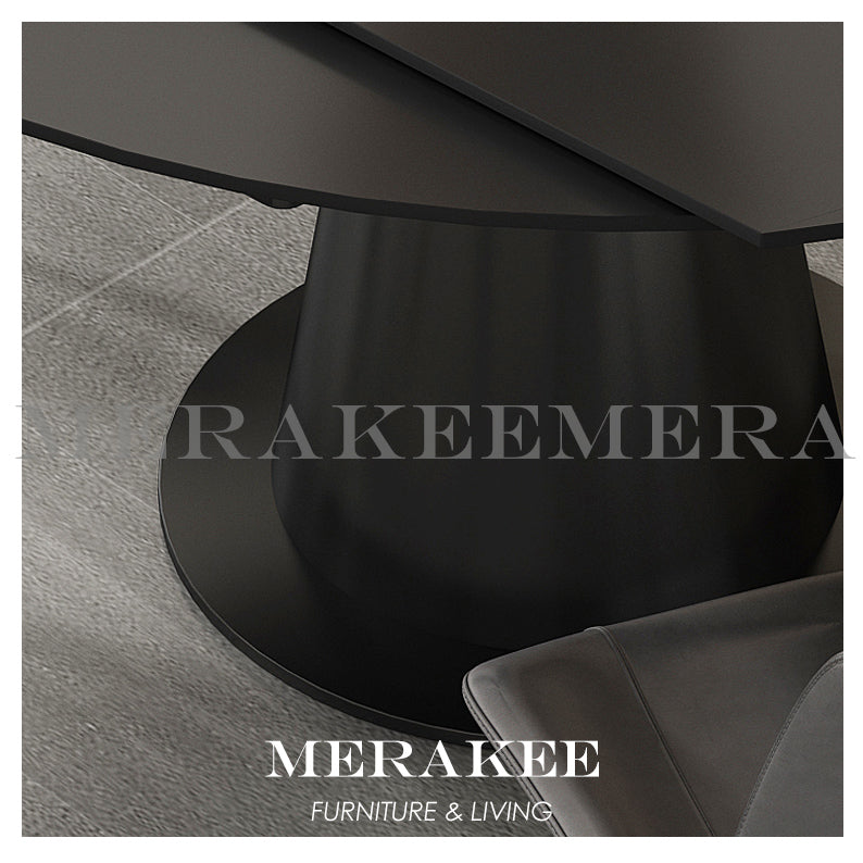 MERAKEE Customized Extendable Turning Round Marble Like Sintered Stone Dining Table Dining Room Furniture F32