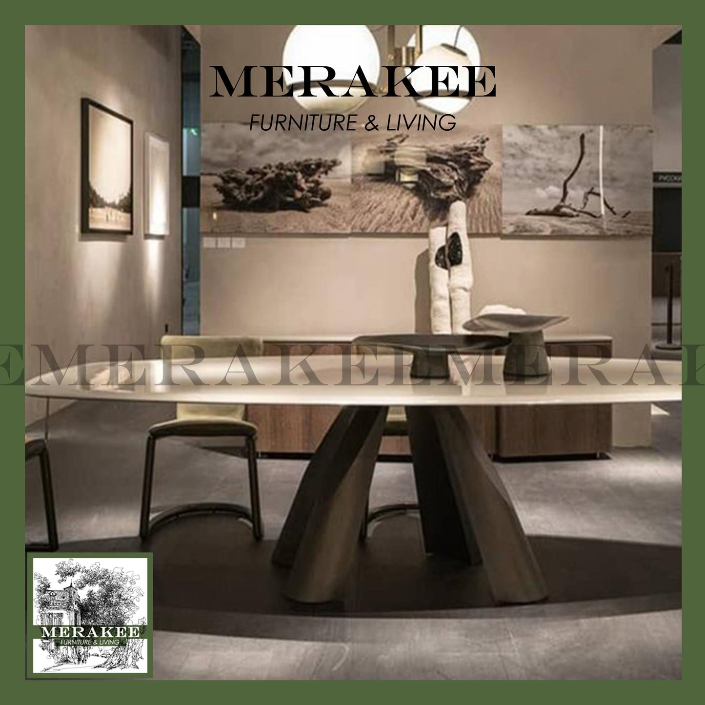 MERAKEE Customized Marble Like Sintered Stone Dining Table Stainless Steel Leg Dining Room Furniture Bronze/Black/Gold Leg F518