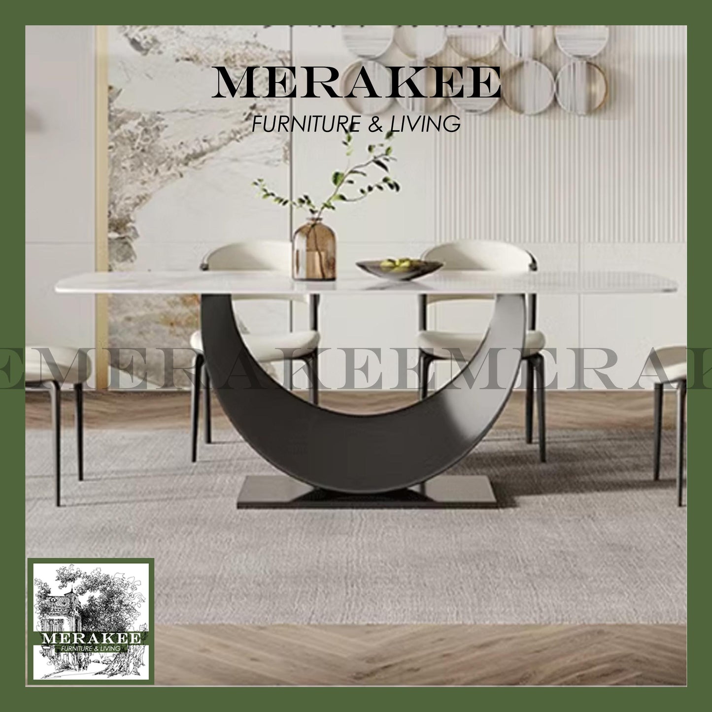 MERAKEE Sintered Stone Dining Table Customization Color Grey Stainless Steel Leg Dining Room Furniture PV26
