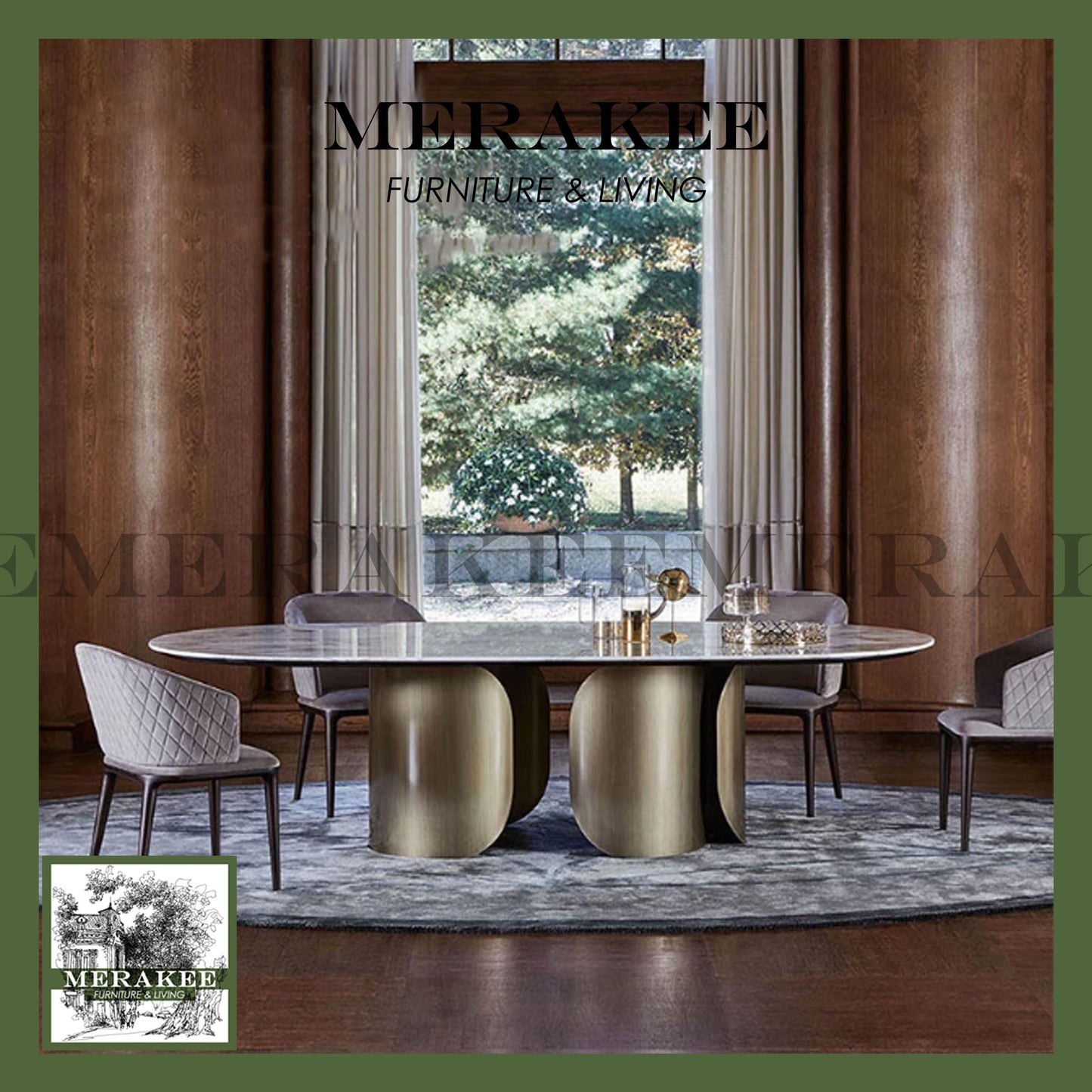 MERAKEE Sintered Stone Dining Table Customization Color Tabletop Stainless Steel Gold/Rose Gold/Grey/Bronze Leg Dining Room Furniture PV28