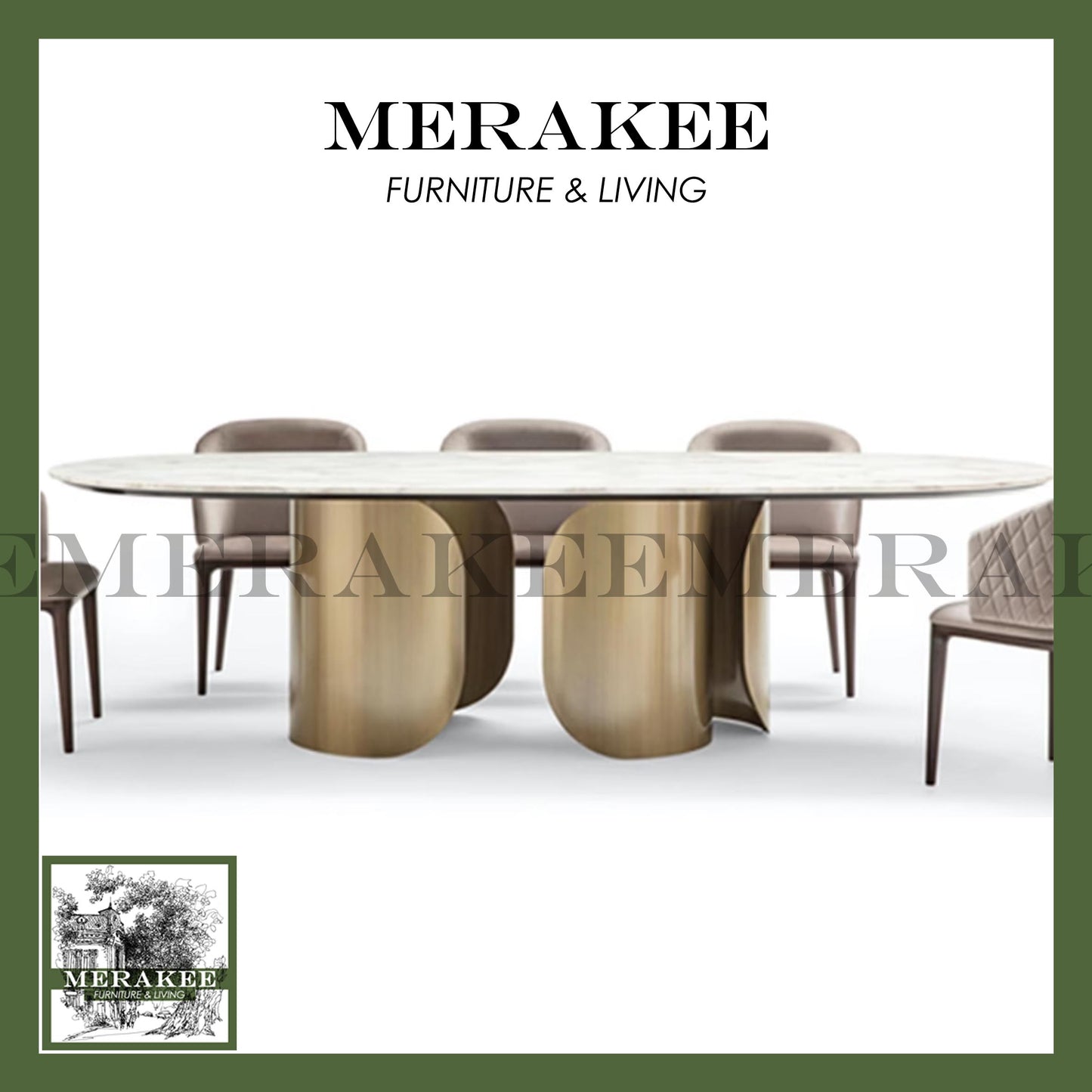 MERAKEE Sintered Stone Dining Table Customization Color Tabletop Stainless Steel Gold/Rose Gold/Grey/Bronze Leg Dining Room Furniture PV28