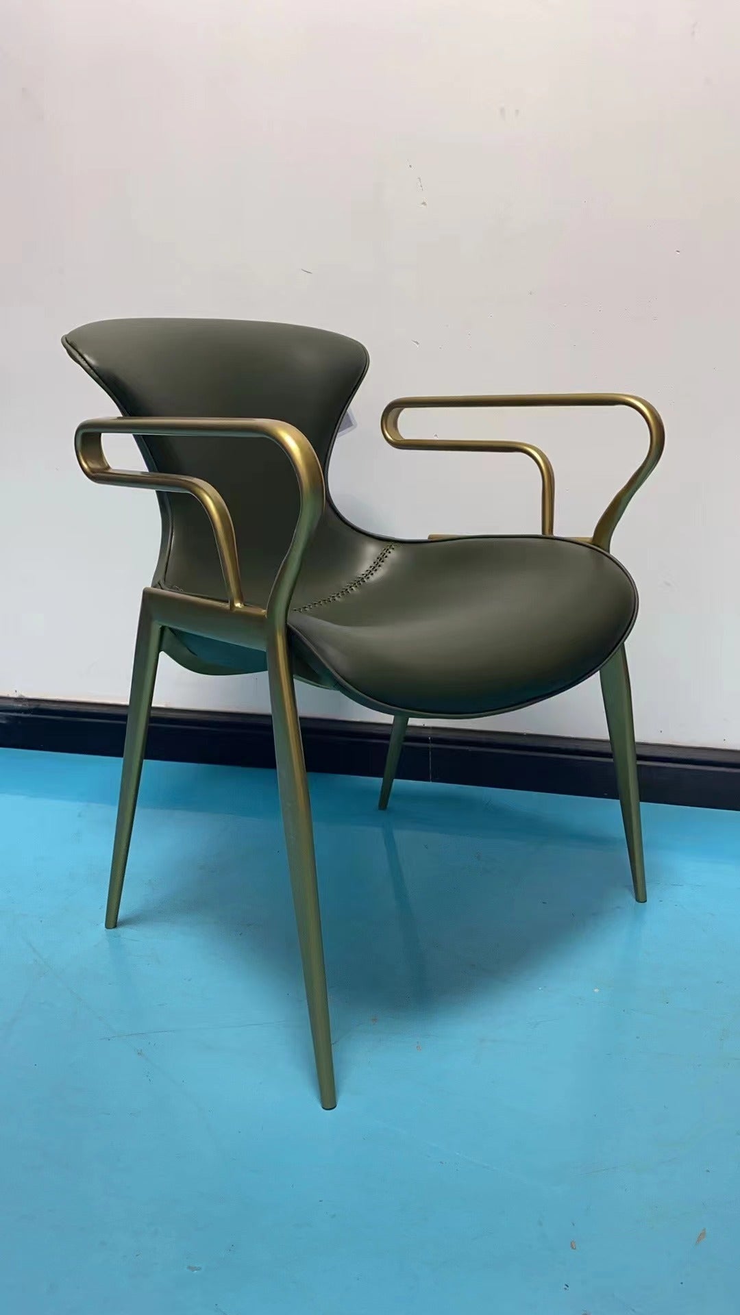 MERAKEE Dining Chair Saddle Leather Black/Gold/Rose Gold/Silver Stand Dining Room Furniture TS3672