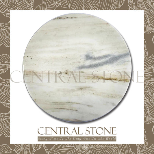 CENTRAL STONE Brazilian Natural Marble Coffee Side Table Dia45cm -Blue Crystal