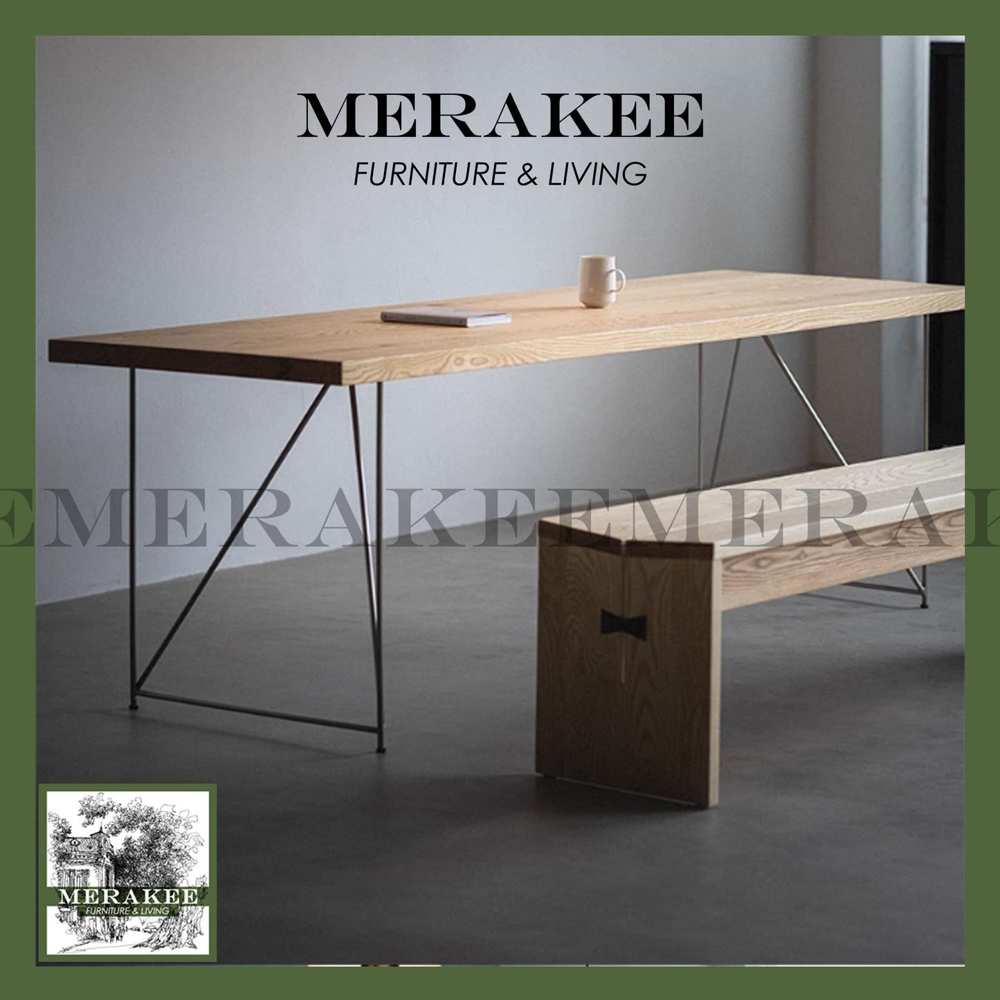 MERAKEE Dining Bench Solid Wood Dining Room Furniture B35
