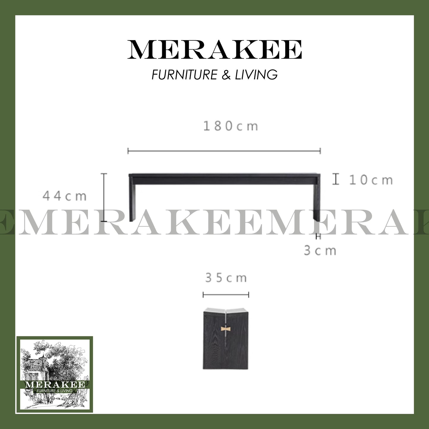 MERAKEE Dining Bench Solid Wood Dining Room Furniture B35