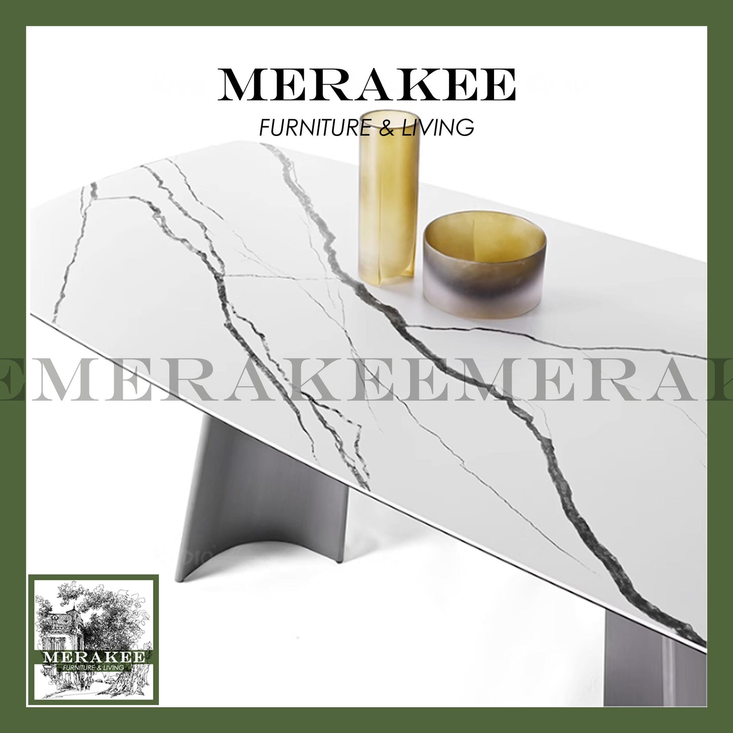 MERAKEE Sintered Stone Dining Table Customization Color Tabletop Stainless Steel Black/Grey/Gold/Rose Gold/Leg Dining Room Furniture PV62