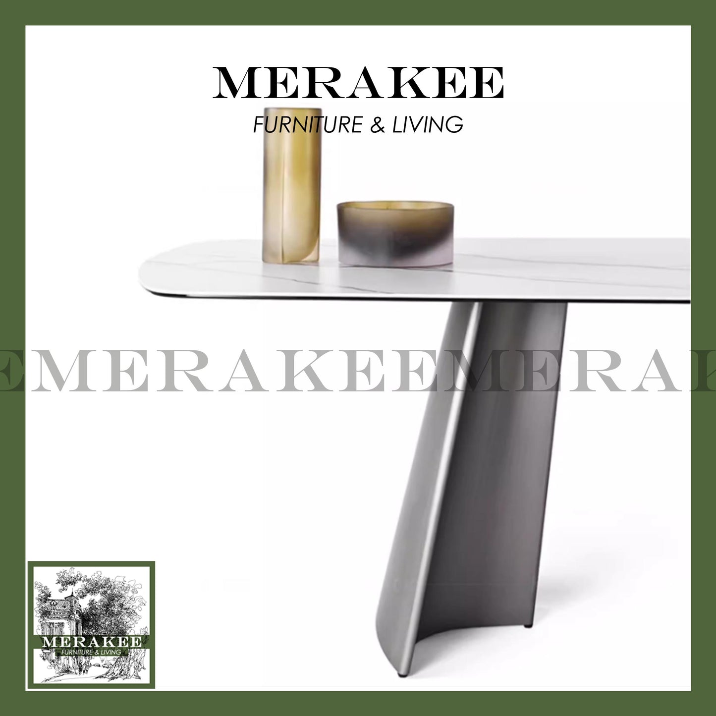 MERAKEE Sintered Stone Dining Table Customization Color Tabletop Stainless Steel Black/Grey/Gold/Rose Gold/Leg Dining Room Furniture PV62