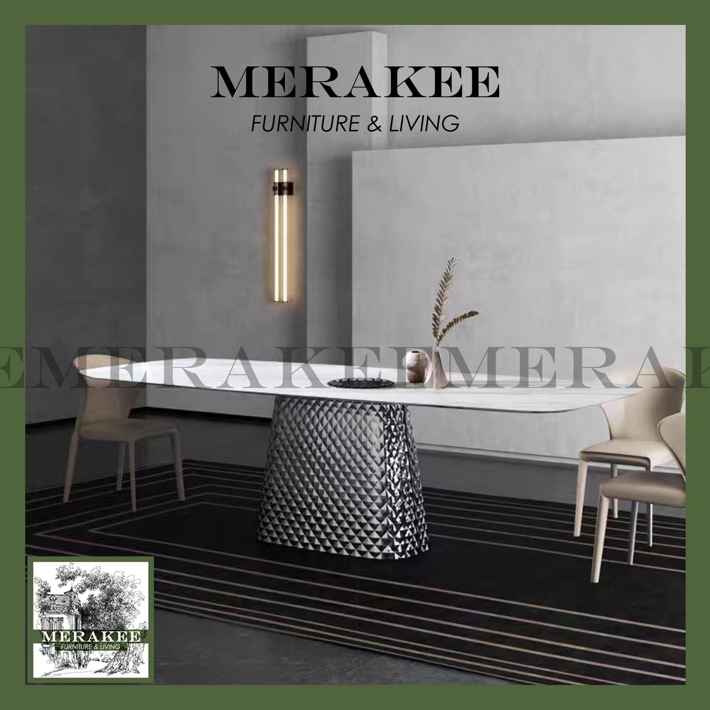 MERAKEE Sintered Stone Dining Table Customization Color Tabletop Stainless Steel Leg Dining Room Furniture PV30